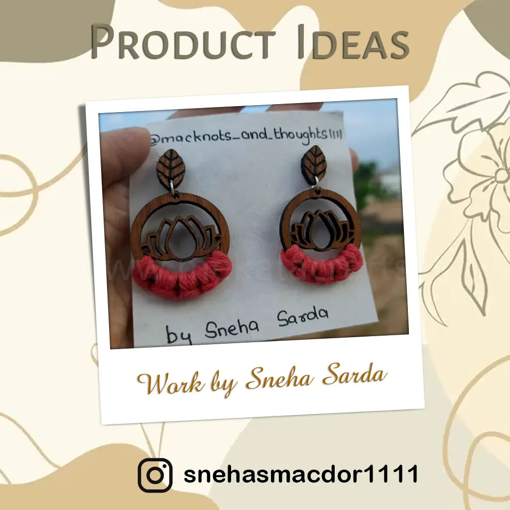 Lotus Macrame Wooden Earring Base (Set of 2)