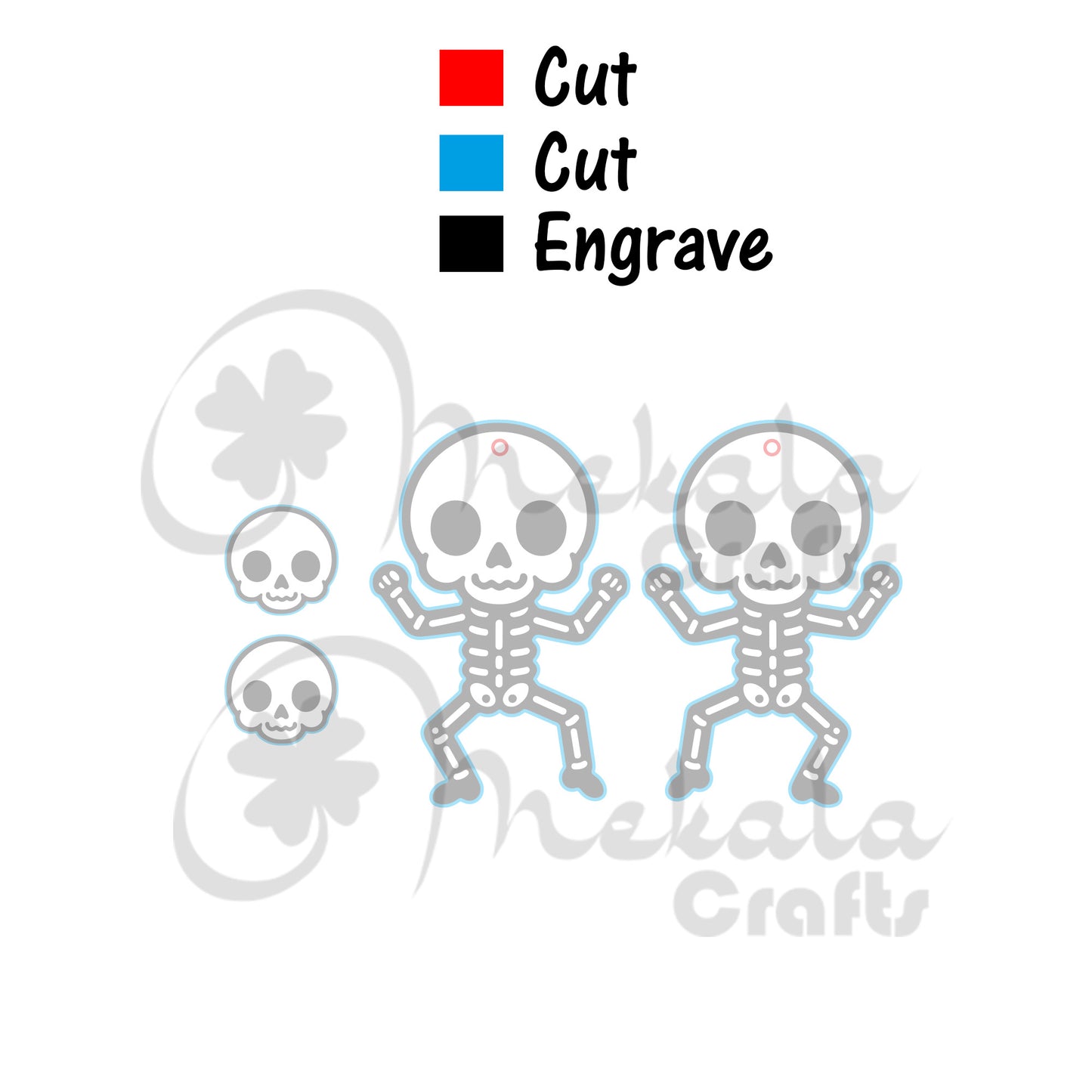 Halloween skeleton laser cut wood acrylic earring file in svg dxf and pdf format