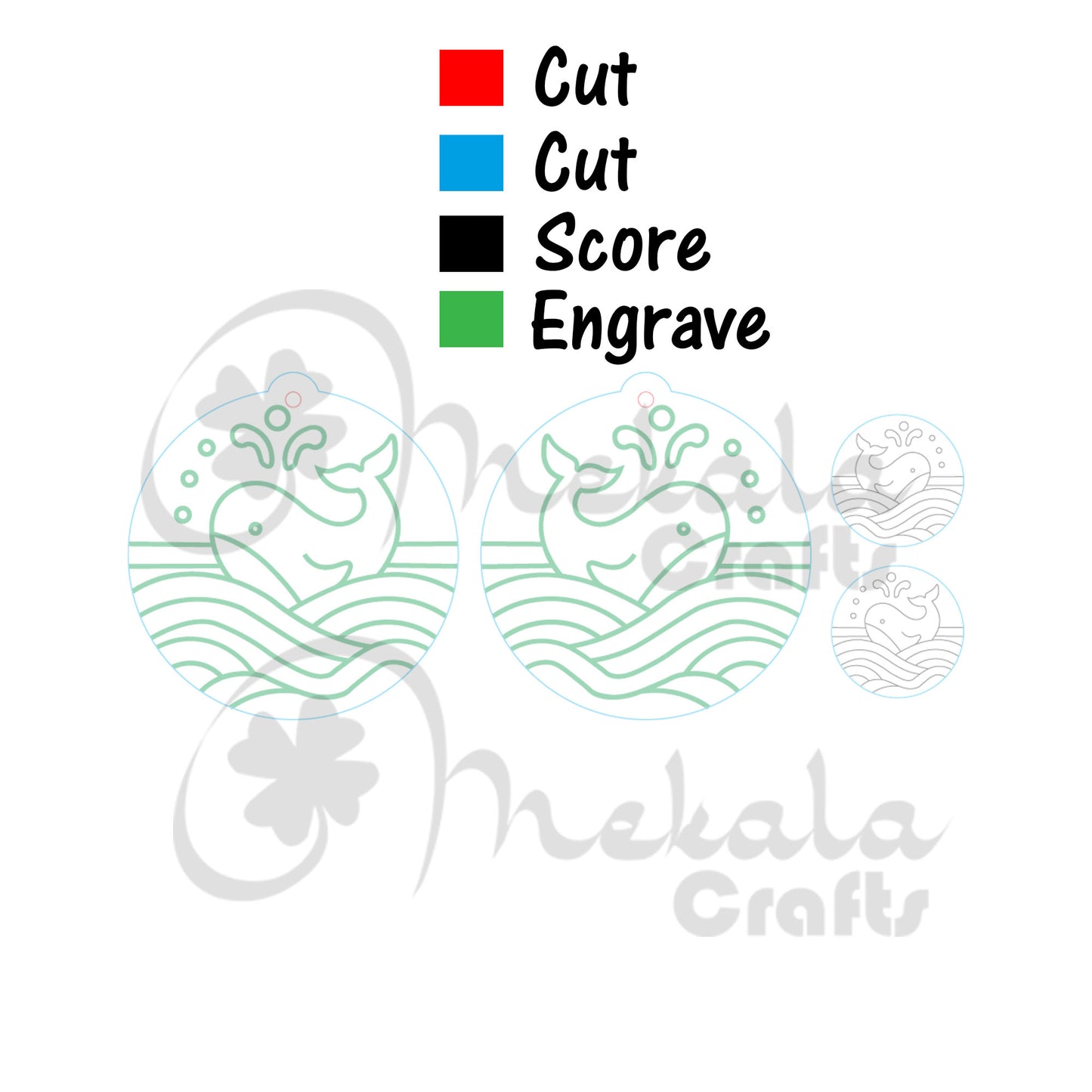 Blue whale laser cut wood acrylic earring file in svg dxf and pdf format