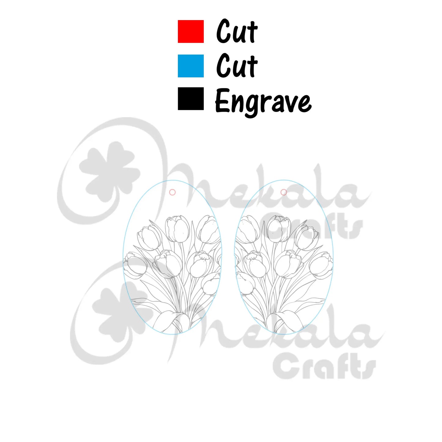 tulip wood earrings laser cut earring file svg compatible with lightburn and works with glowforge and other laser machines