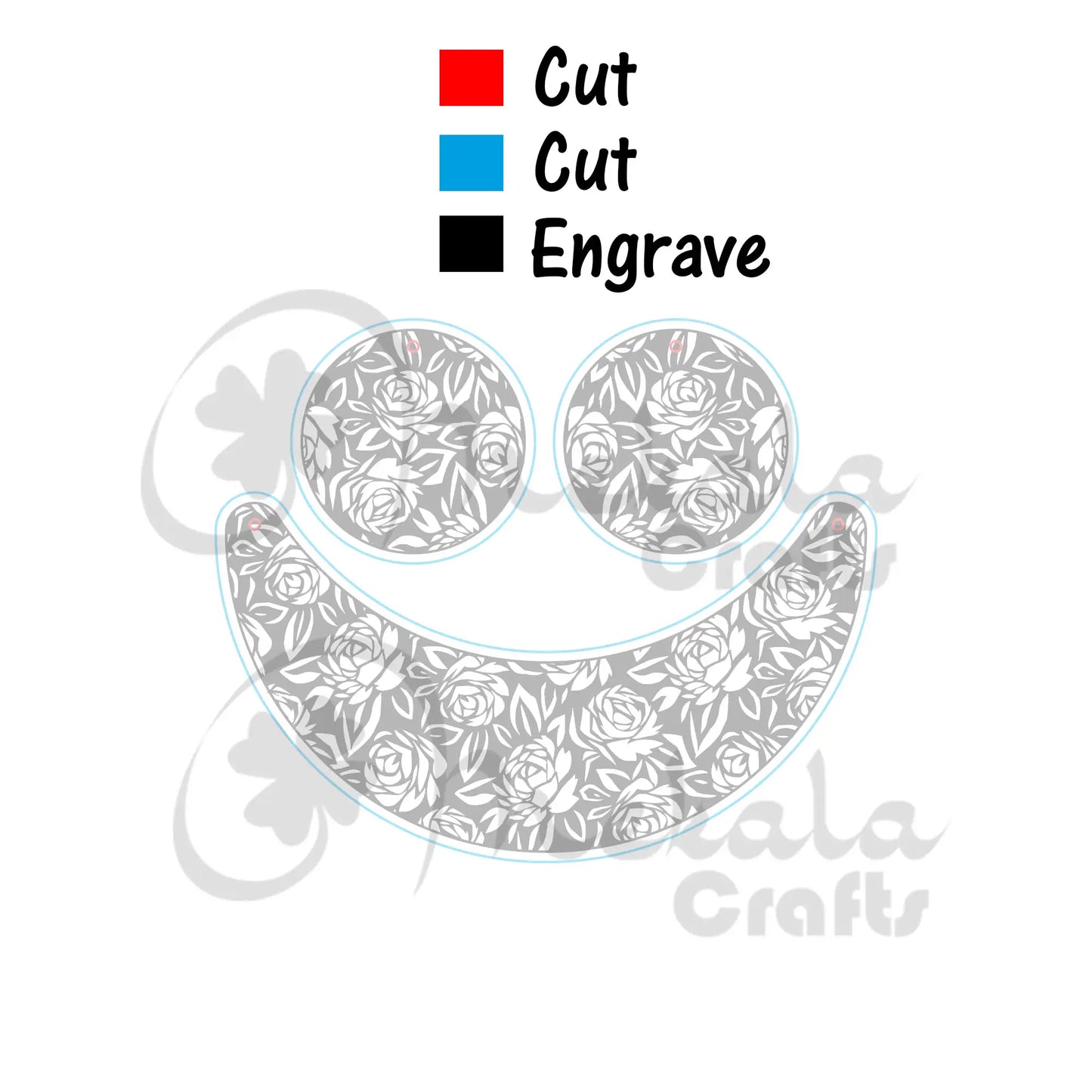 wood floral earrings and necklace laser cut files wood acrylic and leather in svg pdf and dxf