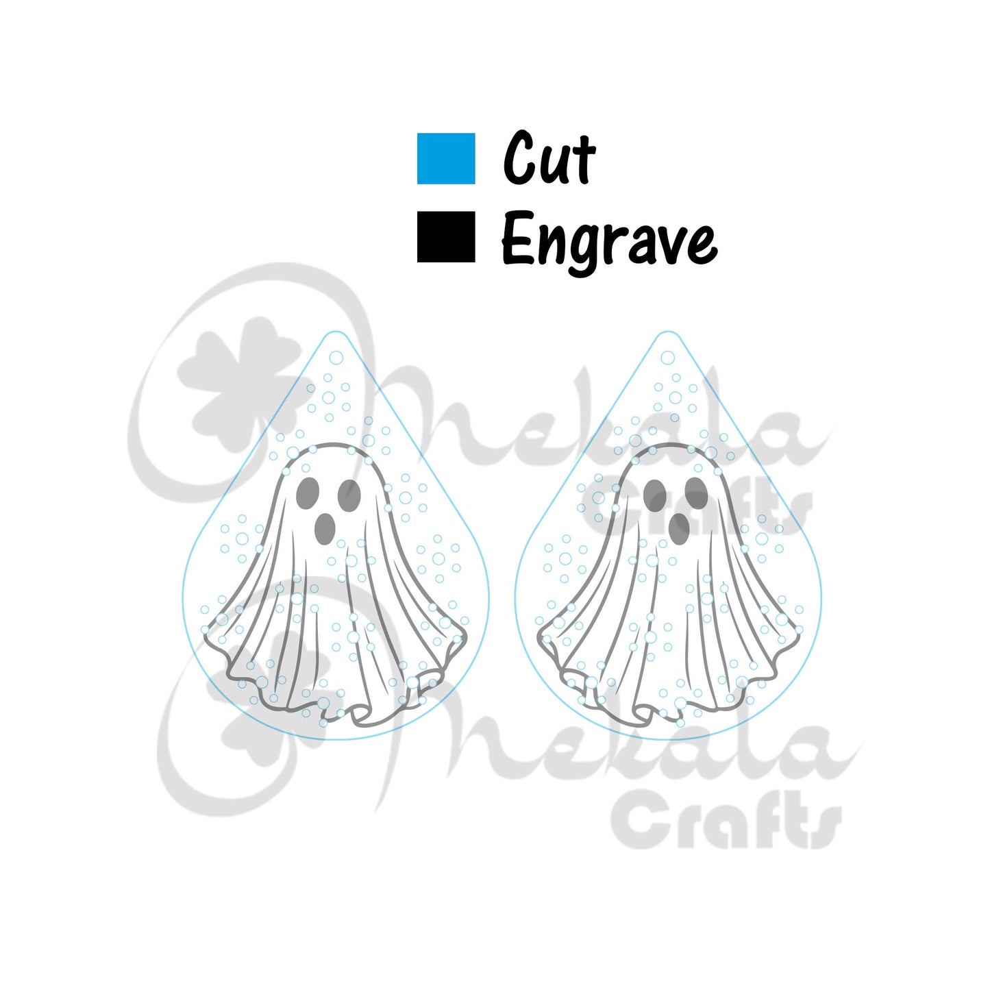 ghost embroidery earring files, wood laser cut earring files, Halloween stitch file, earring cut files for glowforge and other lasers