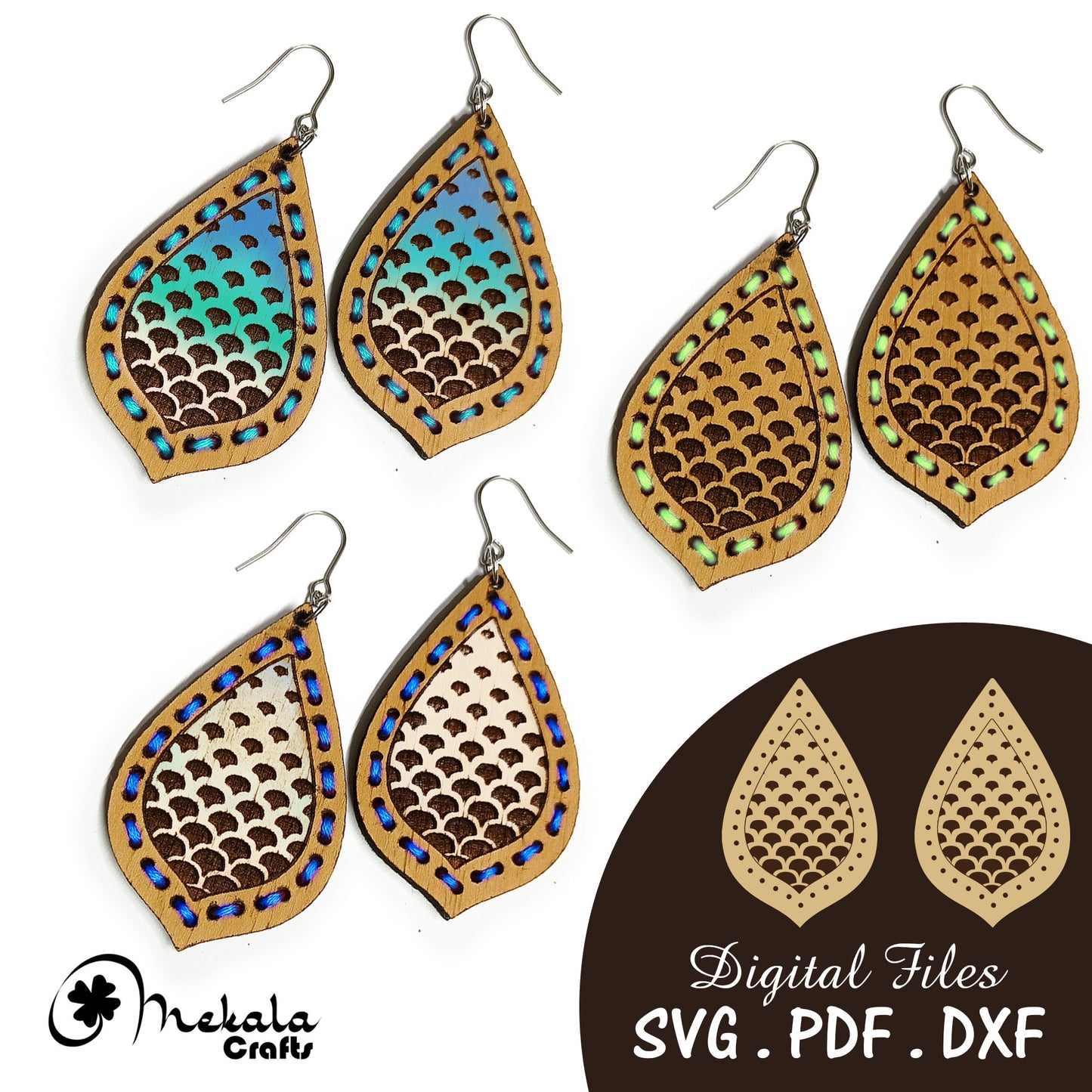 embroidery earring svg file wood laser cut embroidery earrings file wood acrylic and leather laser cutting handpainte earringg