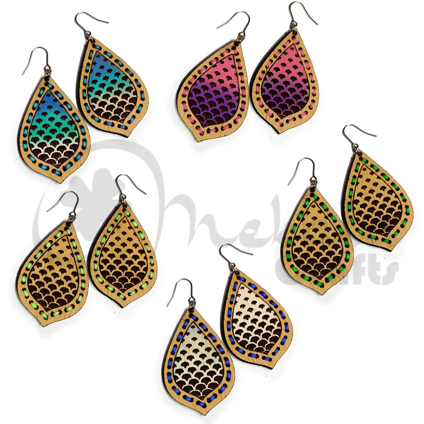 embroidery earring svg file wood laser cut embroidery earrings file wood acrylic and leather laser cutting handpainte earringg