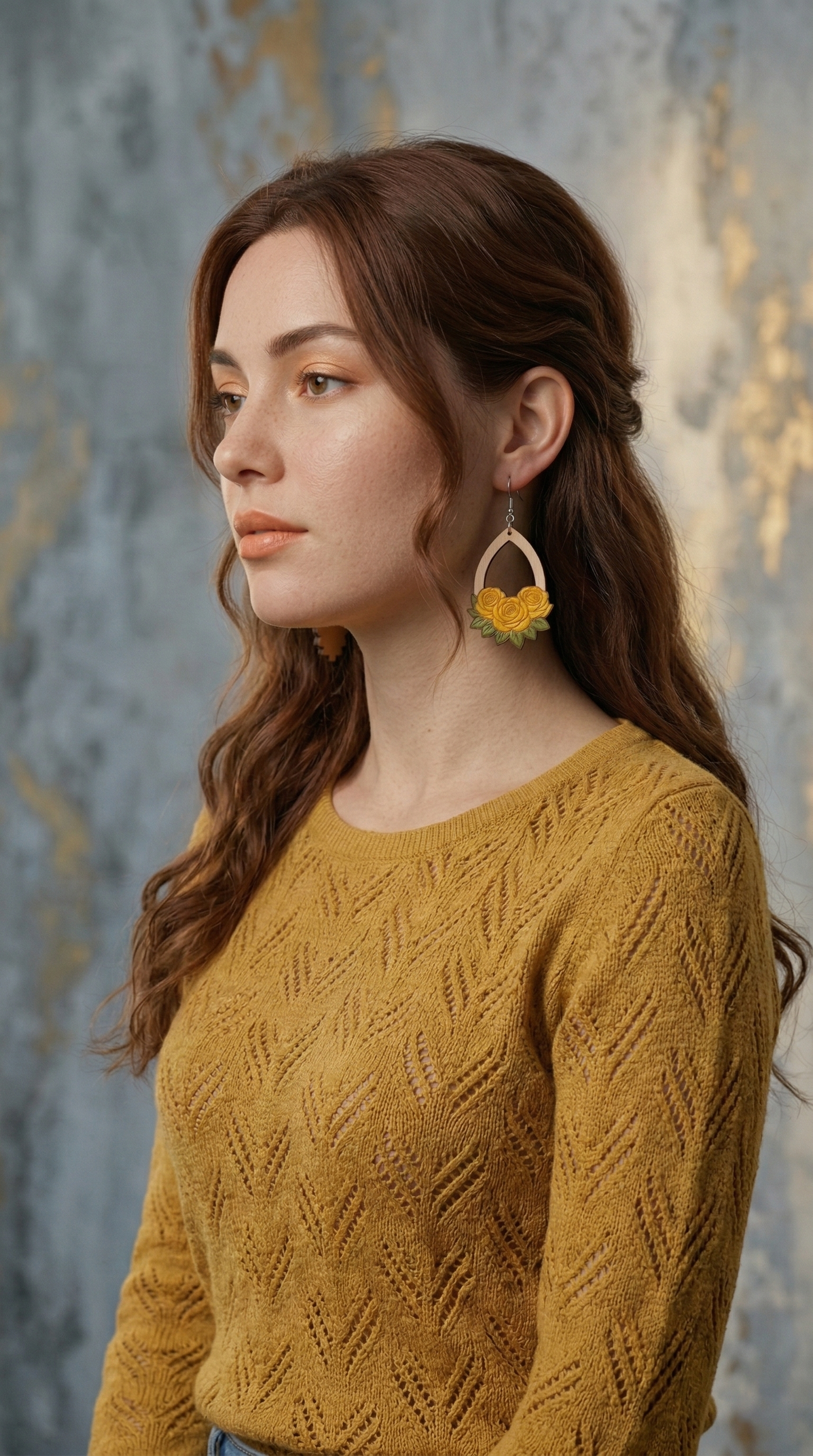 rose floral wooden laser cut earrings file (SVG, DXF and PDF)