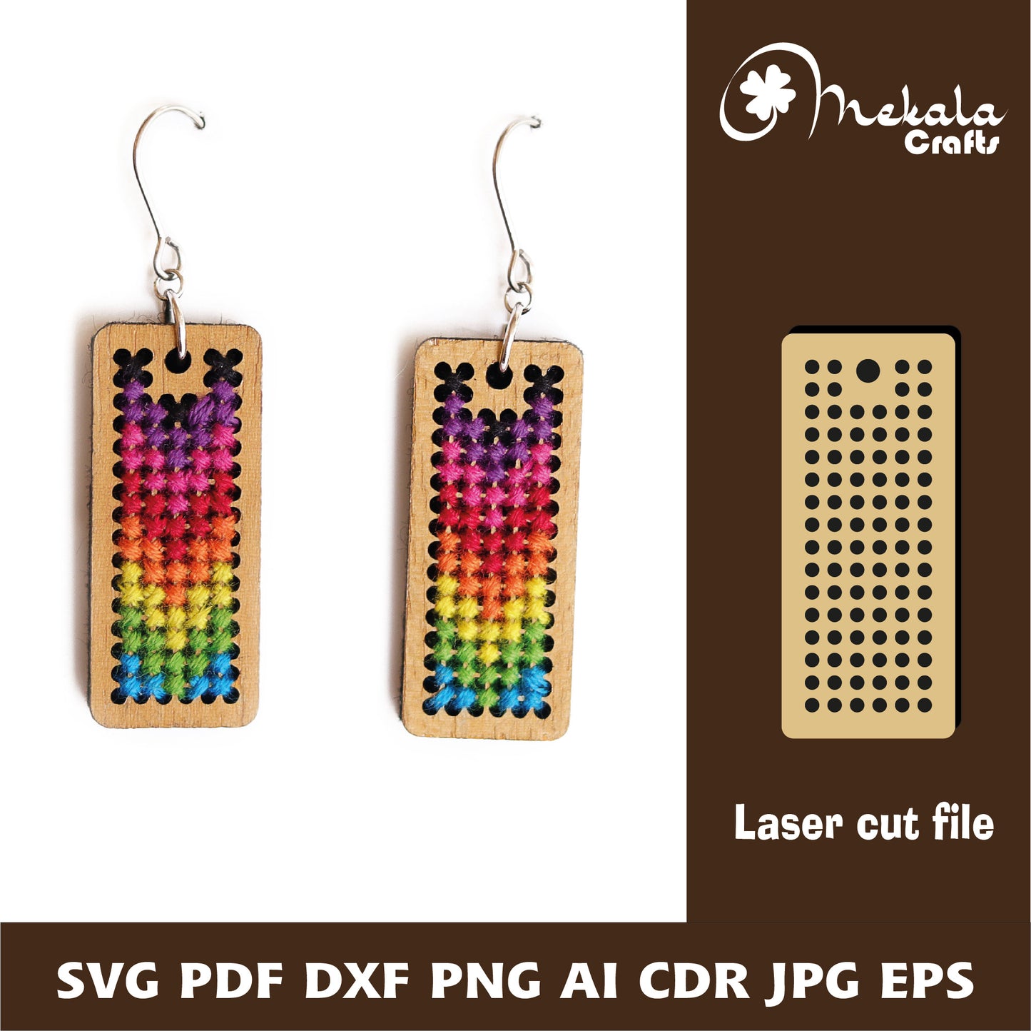 cross stitch Laser cut earring File cross stitch earring,Laser Cut svg, digital file svg for laser cut, wood acrylic laser cut