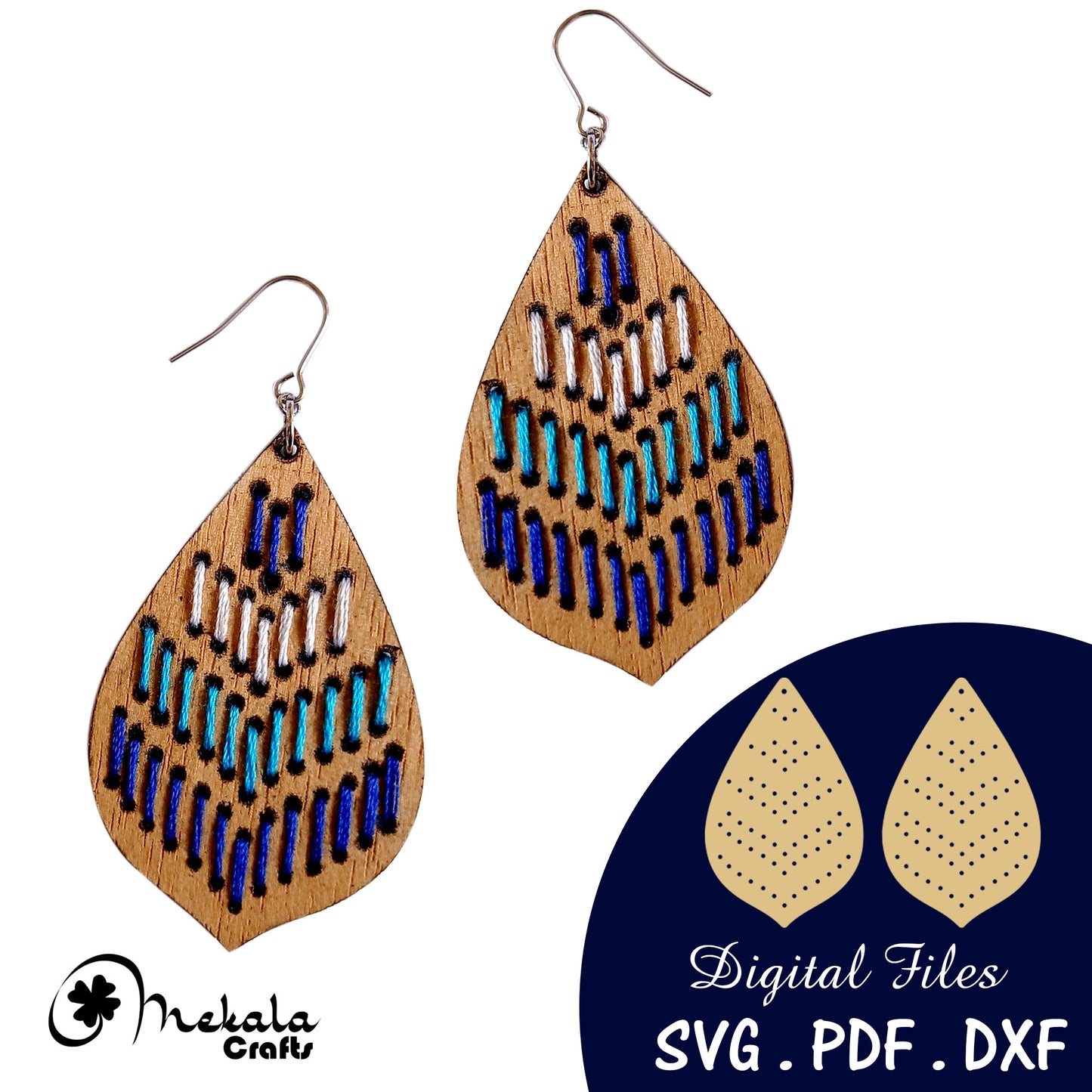 embroidery chevron stitch earrings laser cut dangle earring file in svg pdf and dxf formats