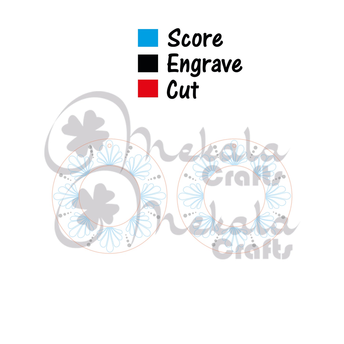 Lotus mandala hoop earrings laser cut engrave score earring file | svg pdf and dxf format