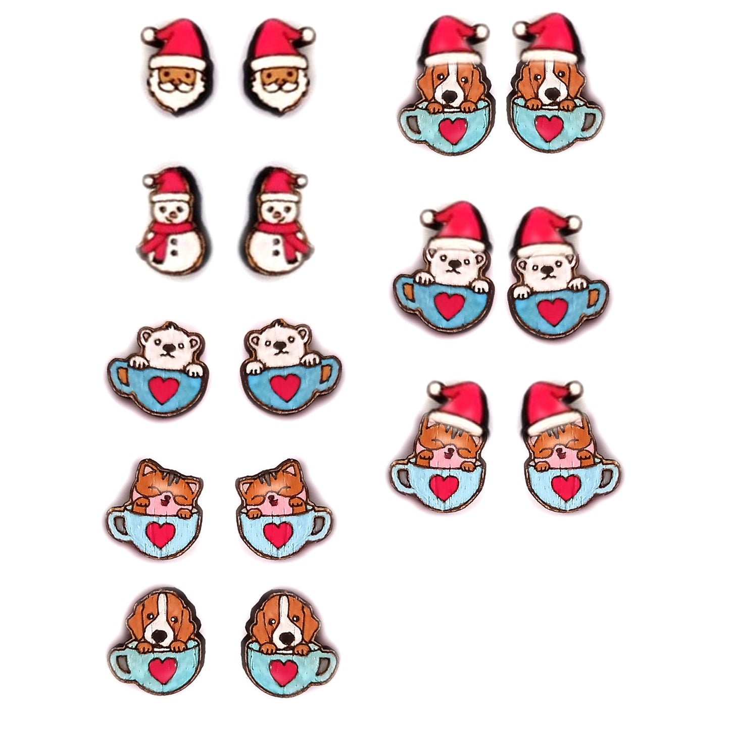 christmas stud earring file laser cut earrings file in svg dxf and pdf formats