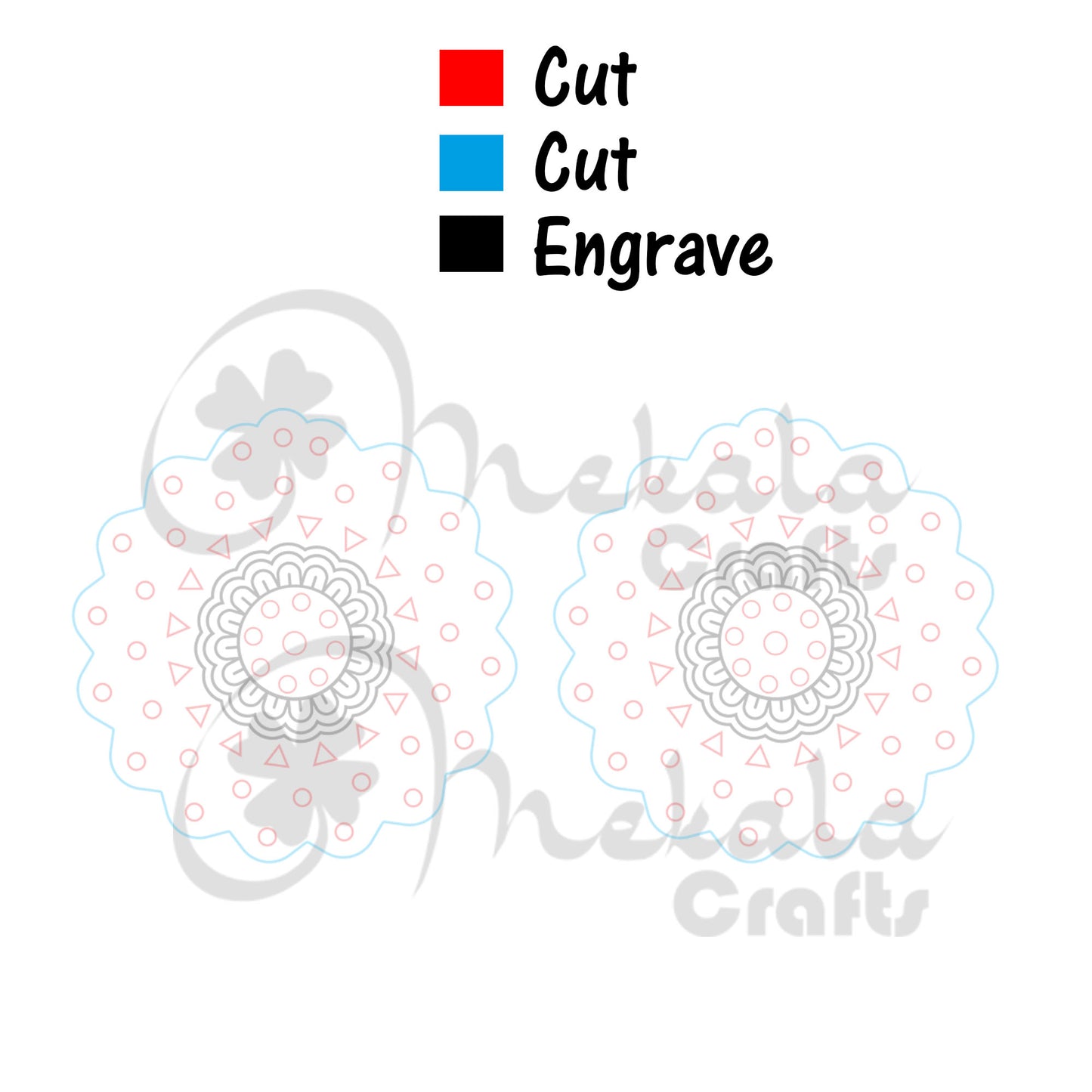 embroidery earrings svg file sunburst mandala laser cut file available in svg dxf and pdf format