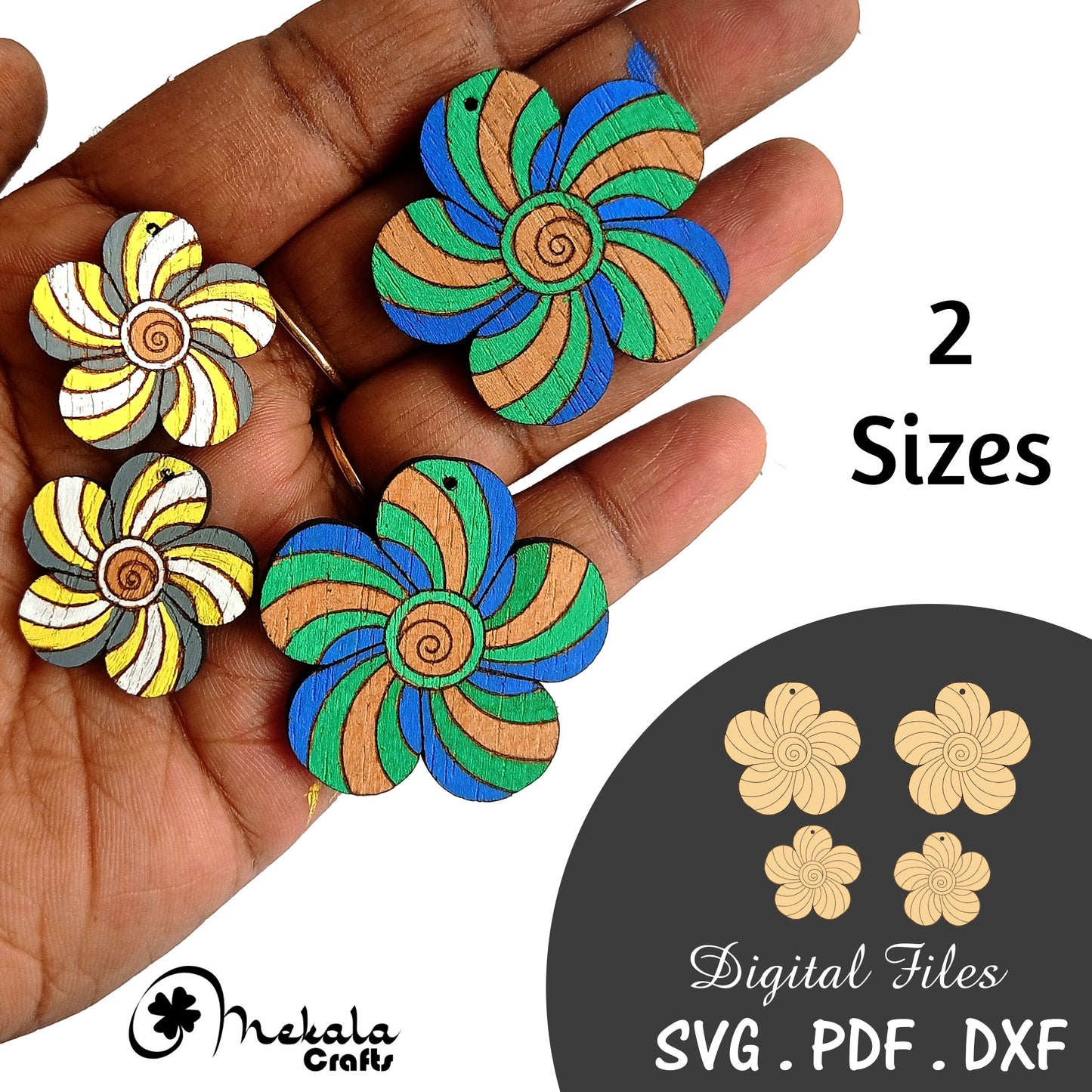 Floral Scoring laser cut earring files | Mother and daughter Earrings | Available in pdf svg and dxf format