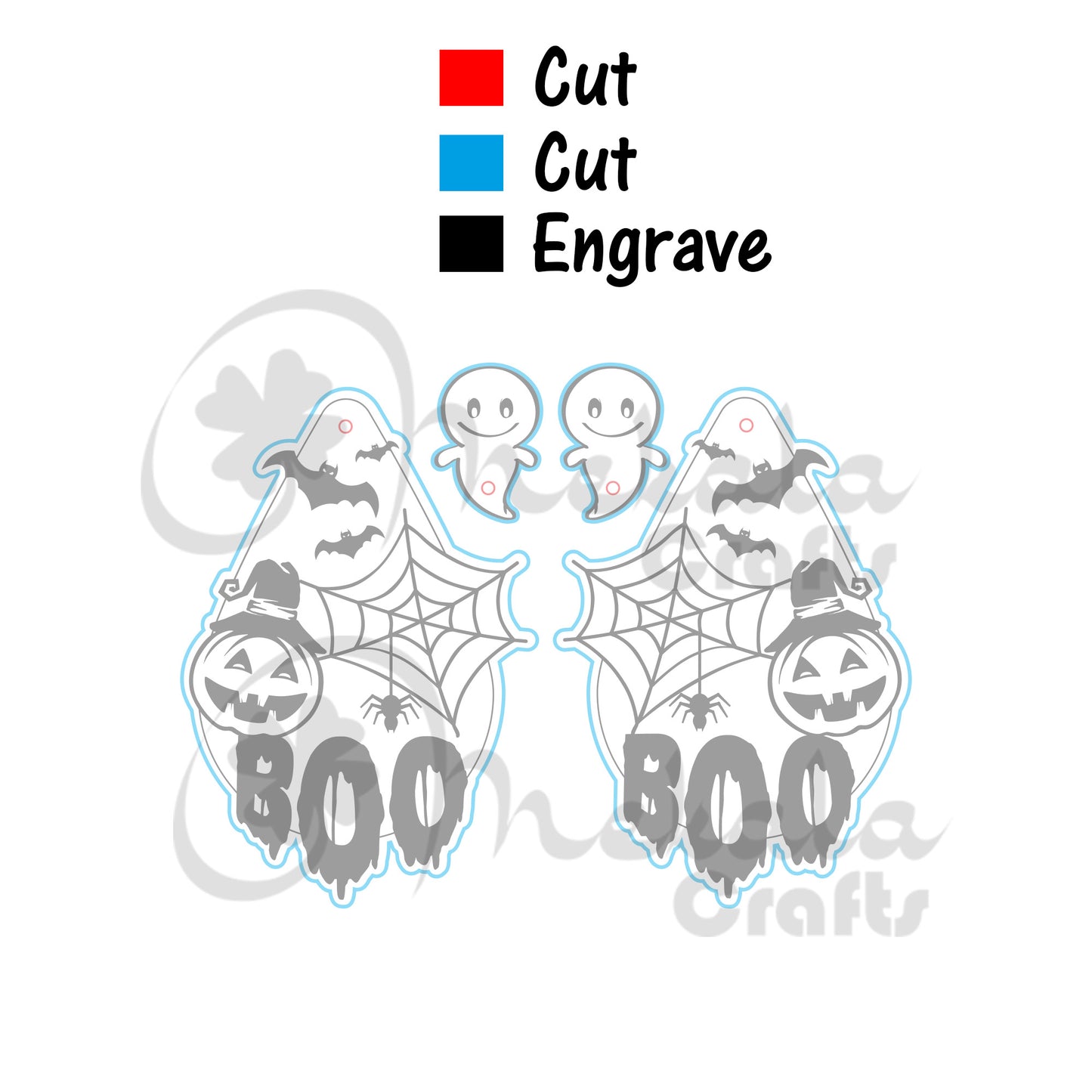 Halloween spooky laser cut wood acrylic earring file in svg dxf and pdf format