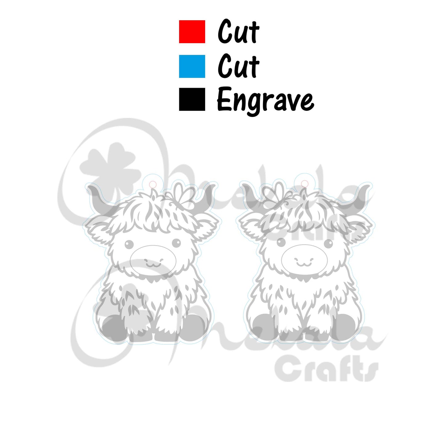 highland cow laser cut files svg dxf pdf | easy to paint laser engraved earring file