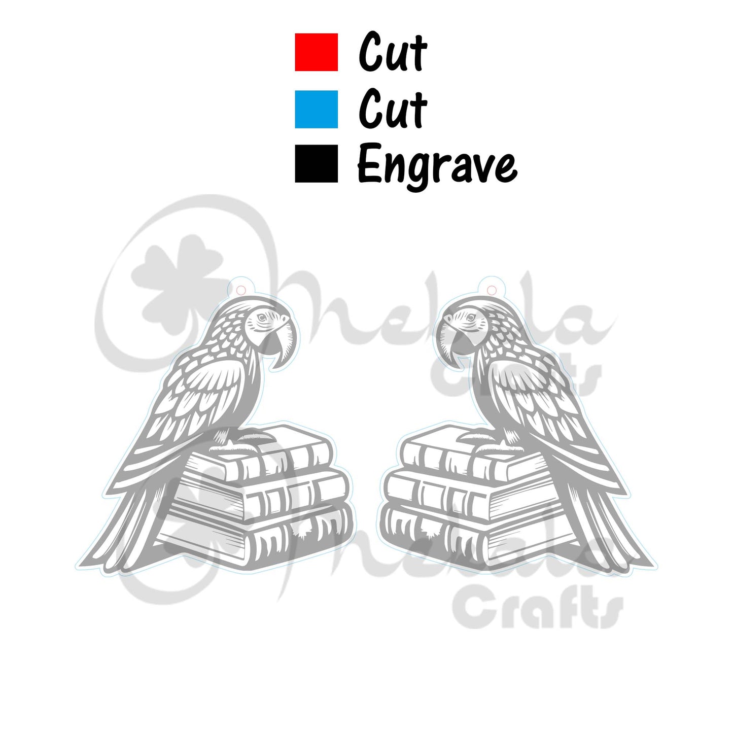 macaw parrot laser cut earring files | svg dxf pdf | easy to paint laser engraved files