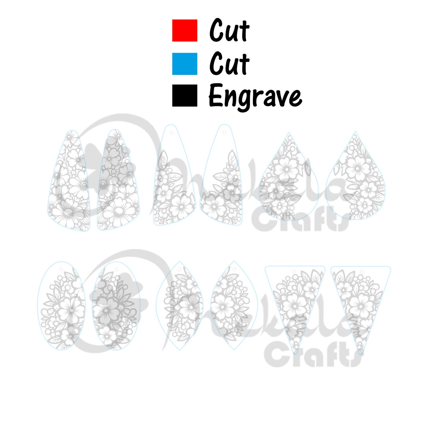 floral earring svg bundle laser cut earring file for wood, leather and acrylic