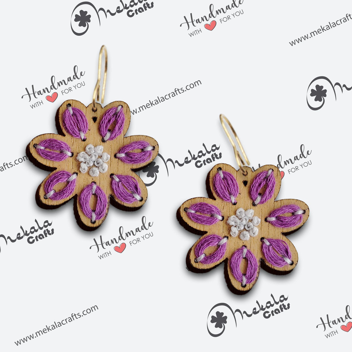 embroidery earring svg laser cut file floral earring svg petal stitch wooden earrings with pdf instructions manual