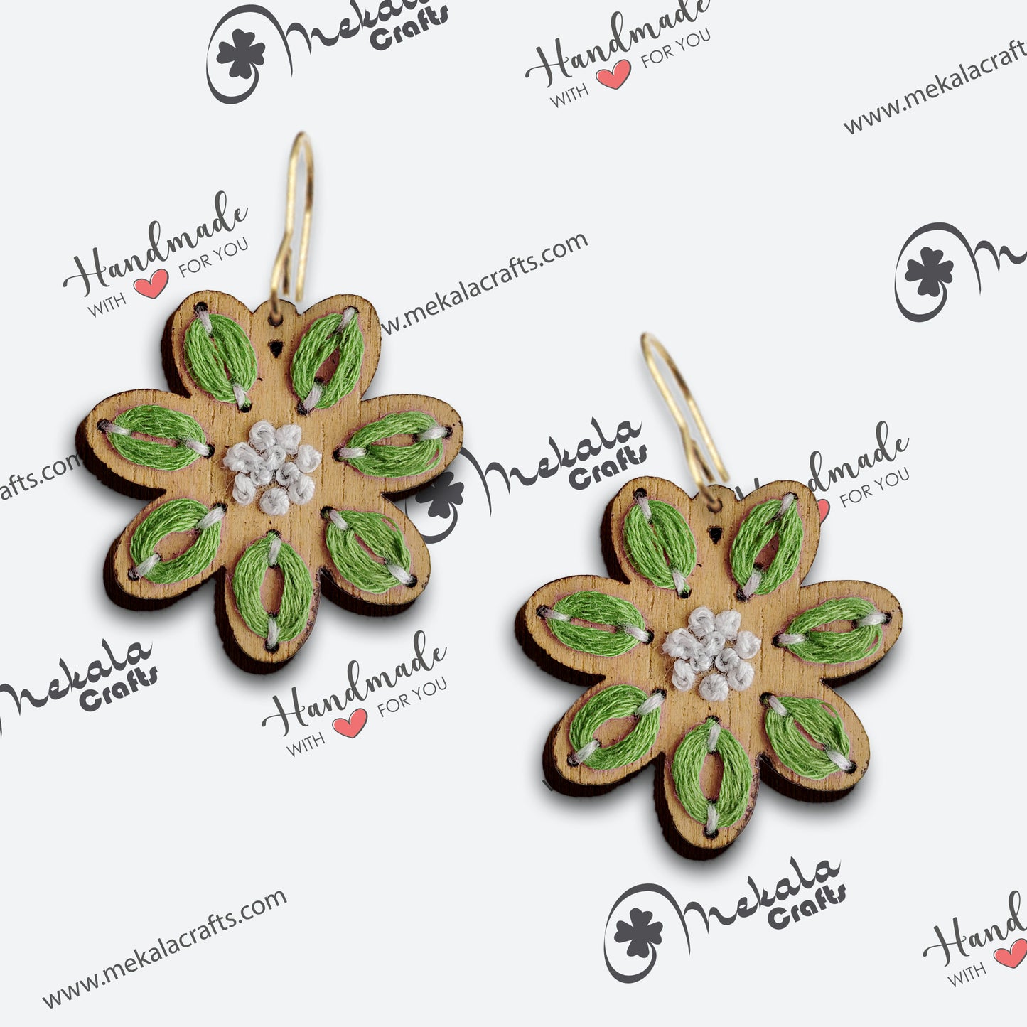 embroidery earring svg laser cut file floral earring svg petal stitch wooden earrings with pdf instructions manual
