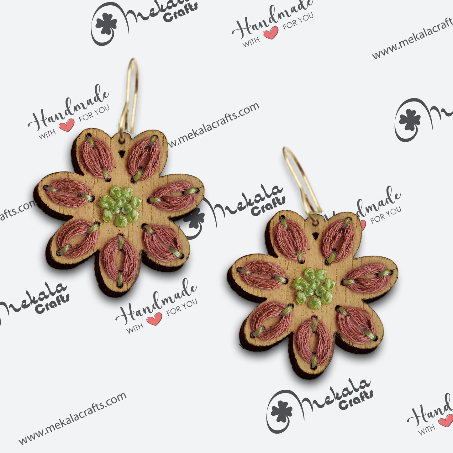 embroidery earring svg laser cut file floral earring svg petal stitch wooden earrings with pdf instructions manual