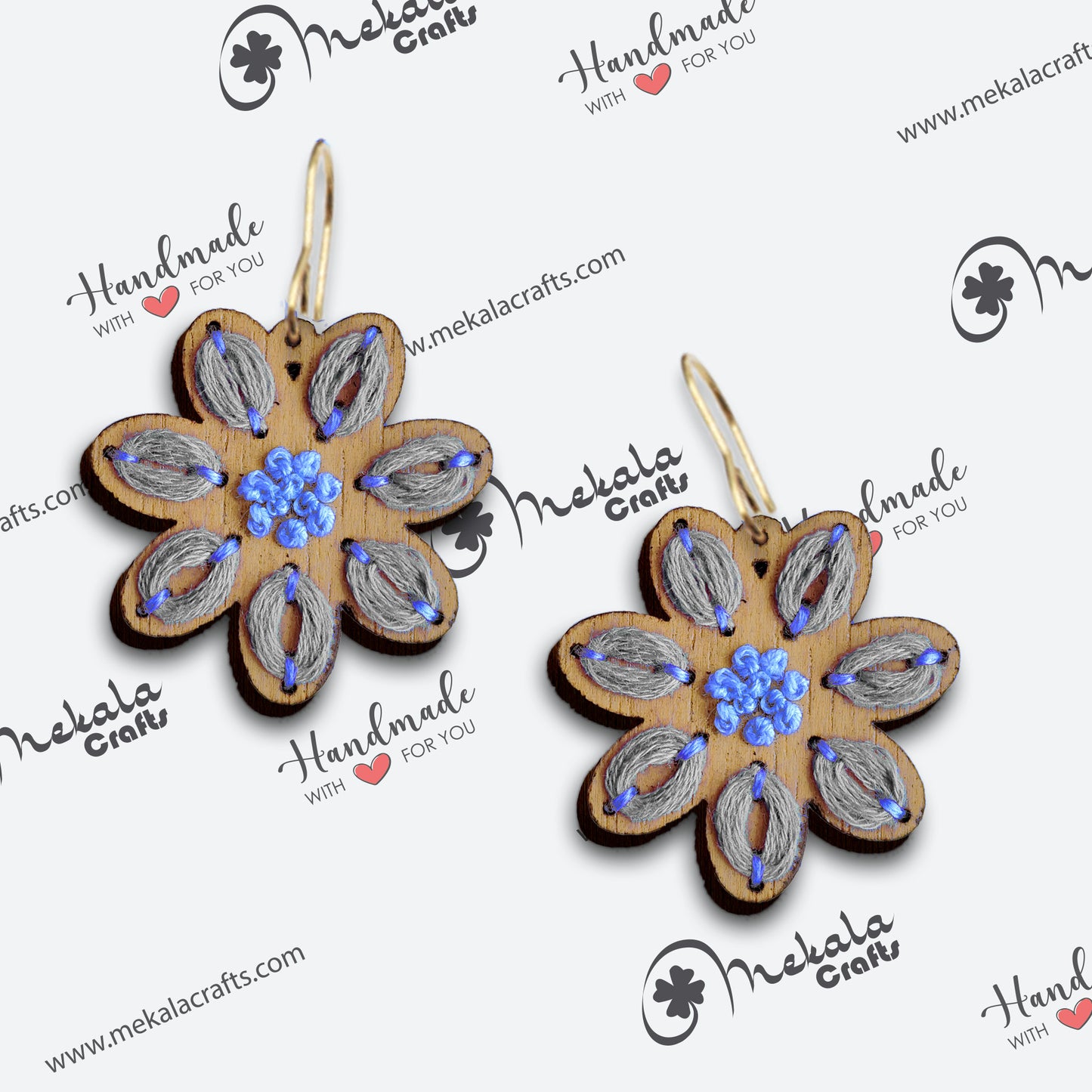 embroidery earring svg laser cut file floral earring svg petal stitch wooden earrings with pdf instructions manual