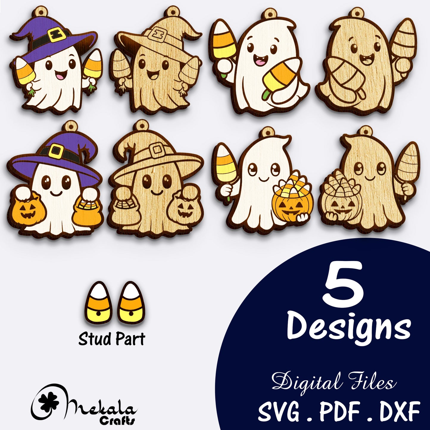 halloween earrings svg laser cut file cute ghost svg bundle wooden earring