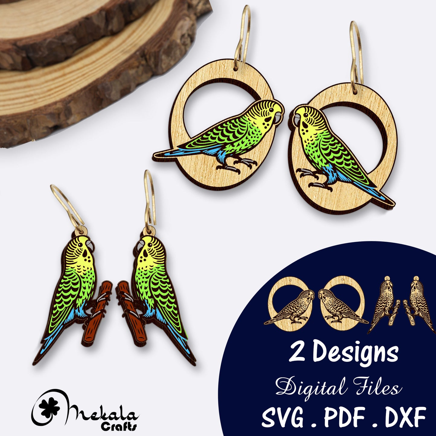 parakeet laser cut earring svg file parrot earrings svg dxf and pdf file for glowforge and other lasers