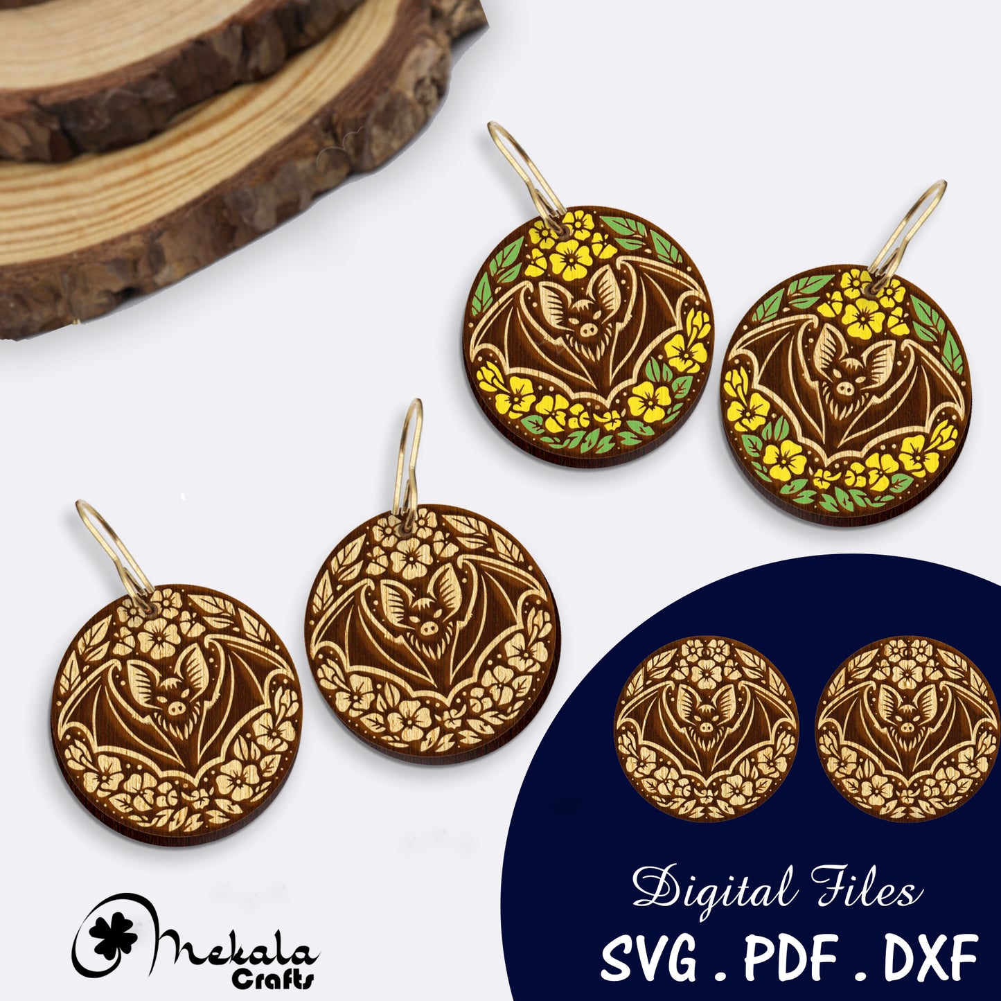 halloween bat earrings svg laser cut earring file | wooden acrylic leather earrings file svg , halloween jewelry