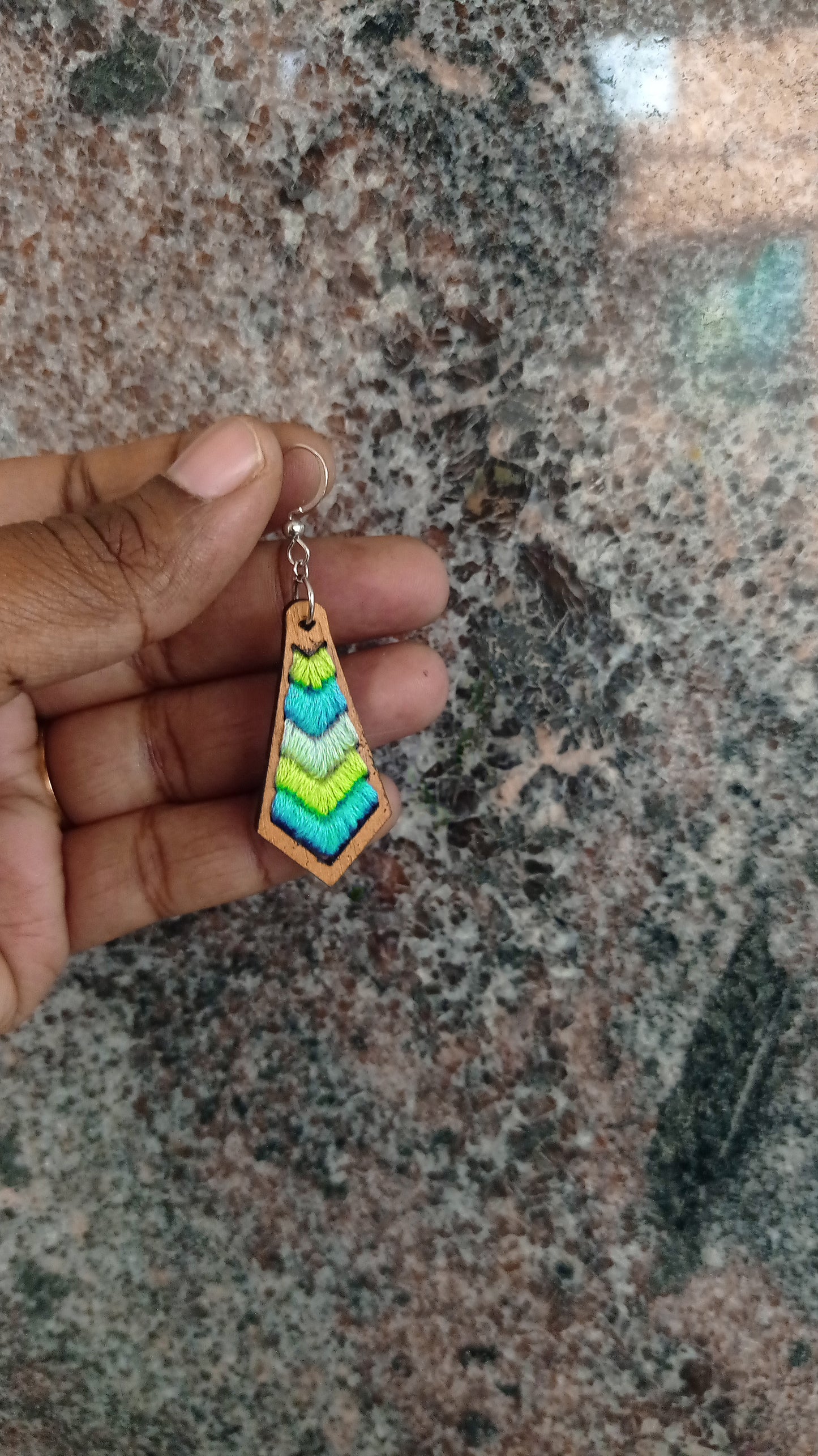 wood embroidery earring chevron pattern earrings stitch it laser cut design file available in pdf svg and dxf | Instructions Manual included