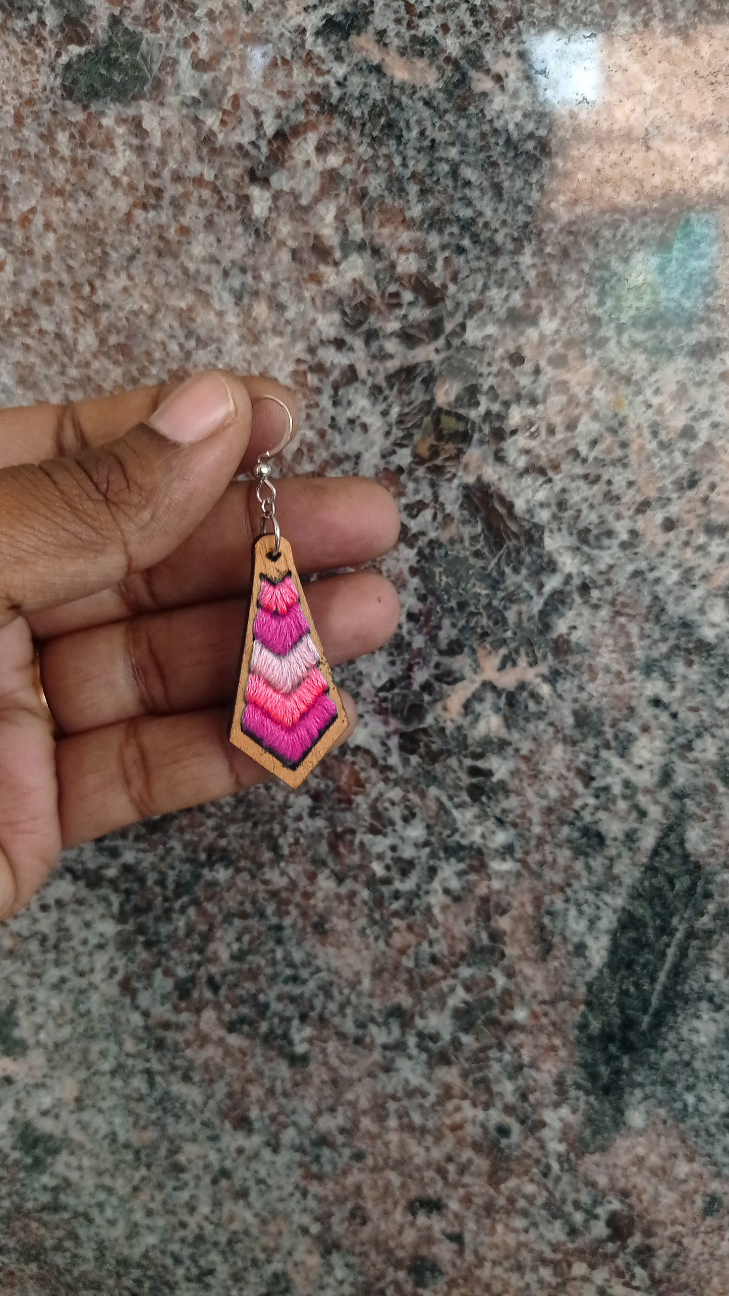 wood embroidery earring chevron pattern earrings stitch it laser cut design file available in pdf svg and dxf | Instructions Manual included