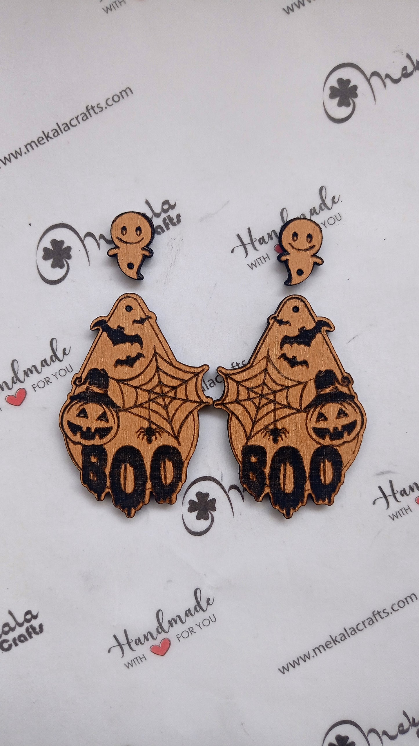 Halloween spooky laser cut wood acrylic earring file in svg dxf and pdf format