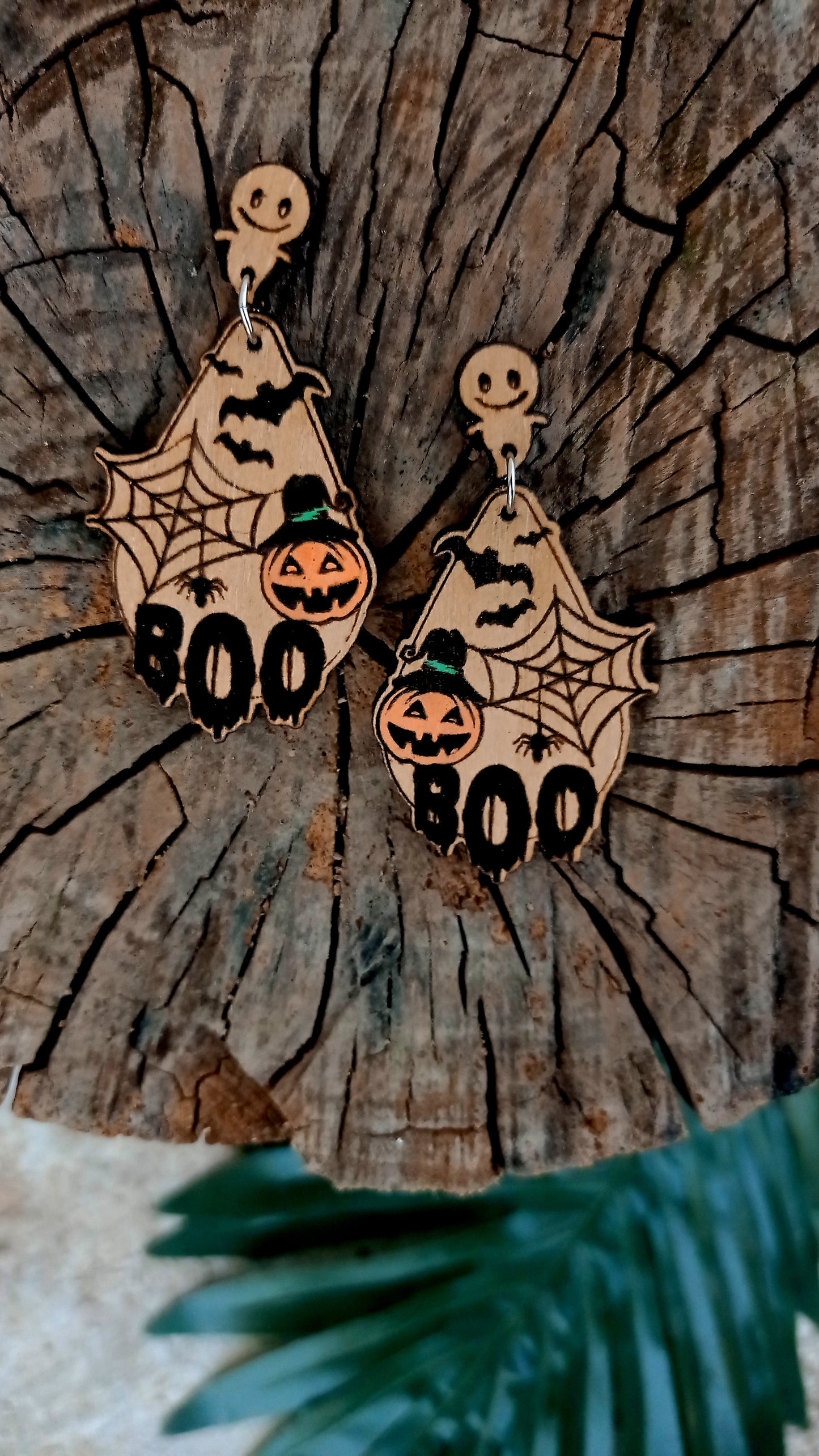 Halloween spooky laser cut wood acrylic earring file in svg dxf and pdf format