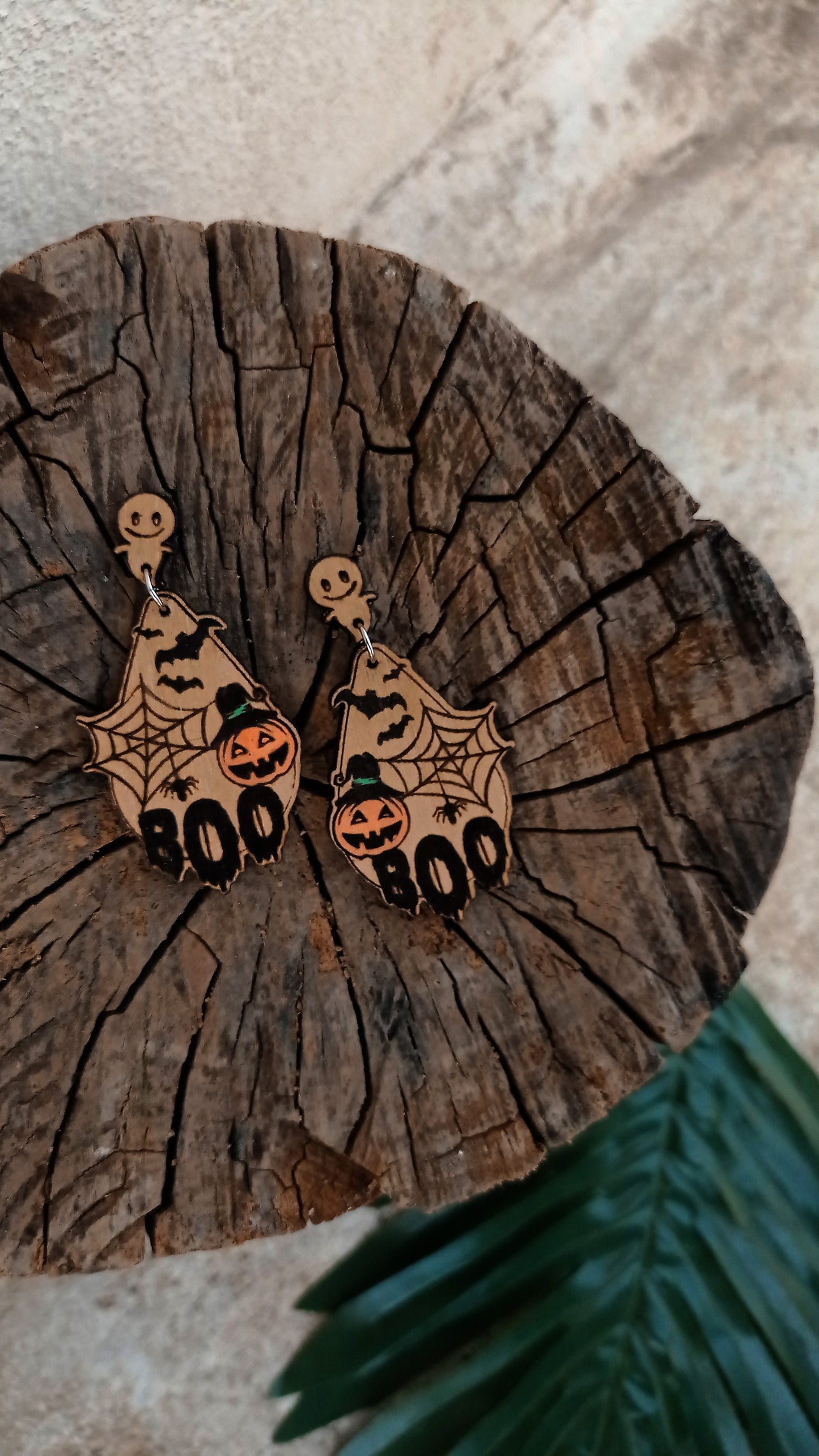 Halloween spooky laser cut wood acrylic earring file in svg dxf and pdf format