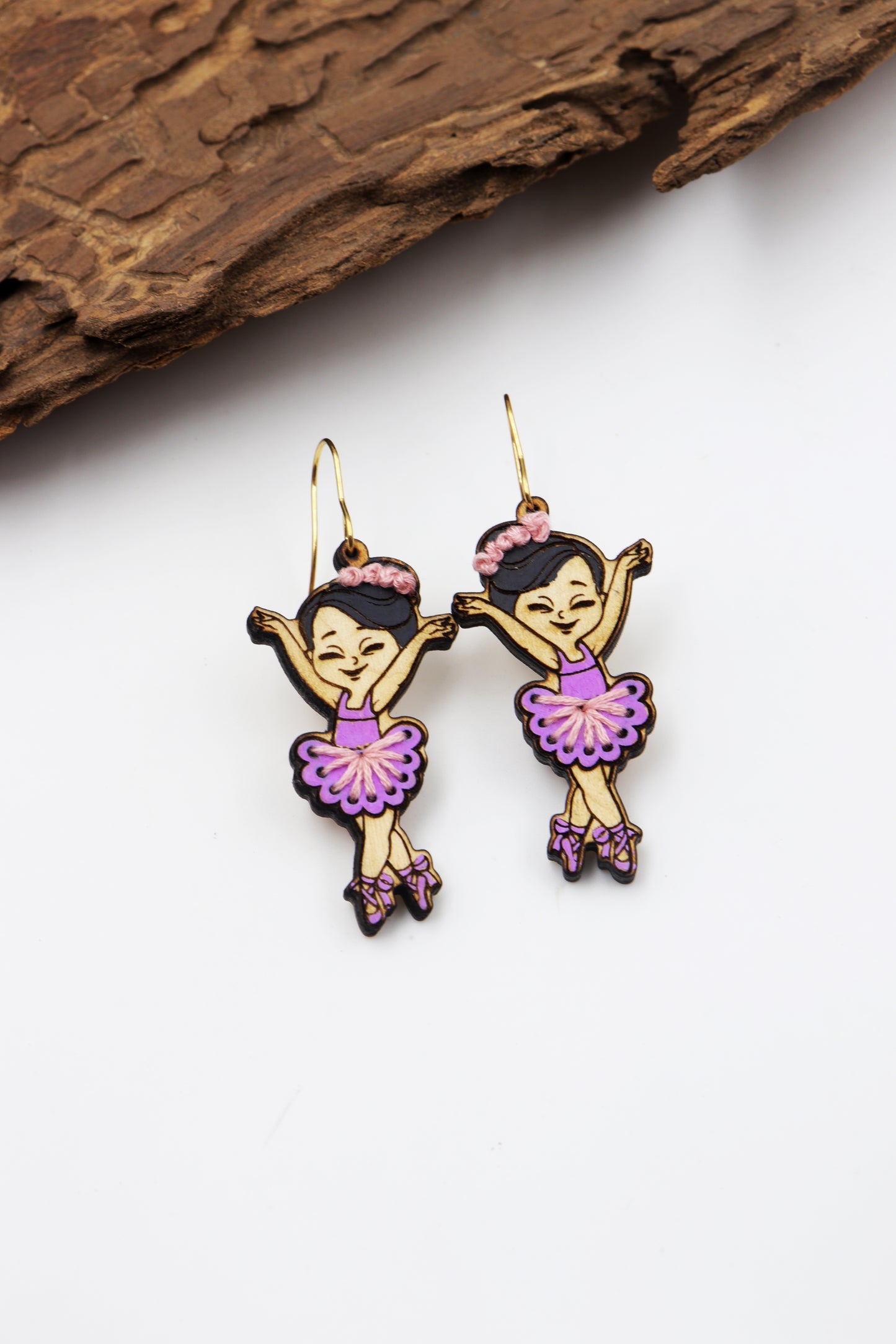 wooden embroidery earring laser file | ballerina earring file | Scoring file | instructions manual included