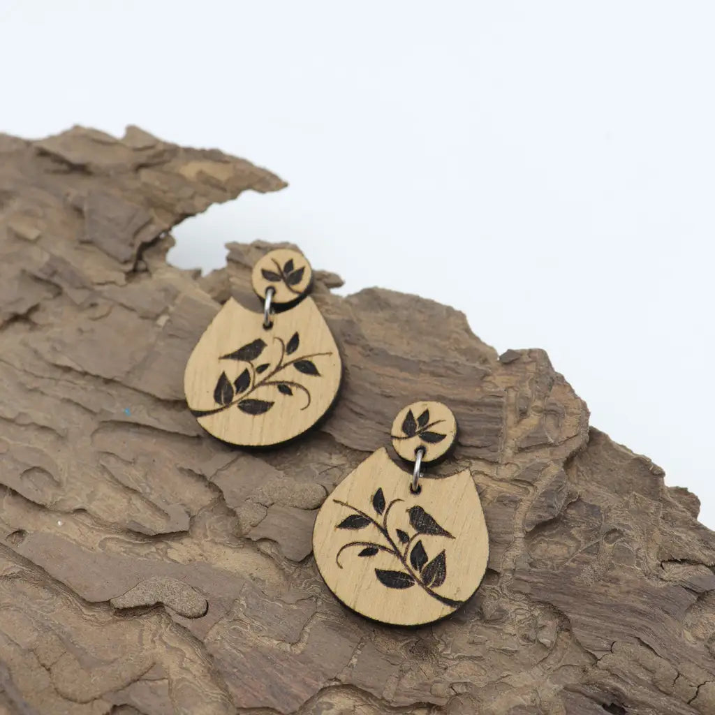 bird wooden earrings