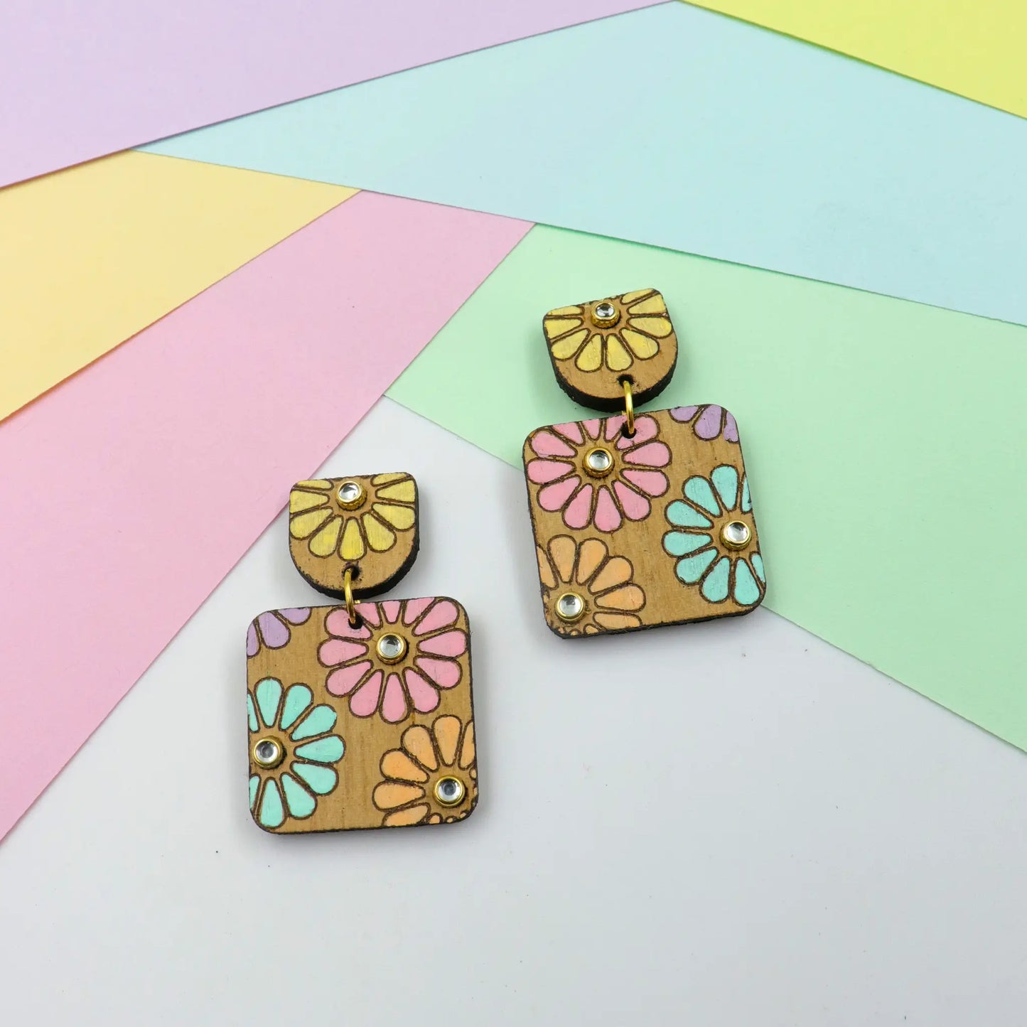 floral laser files | easy cut files | daisy flower wood earrings file | svg pdf and dxf file formats