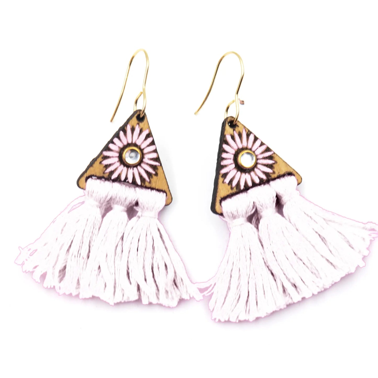 white tassel earrings