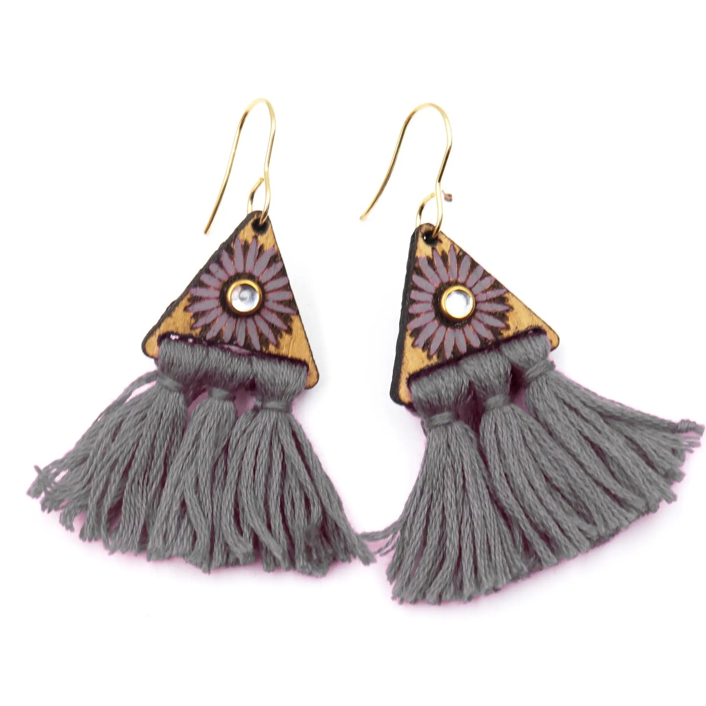 grey tassel earrings