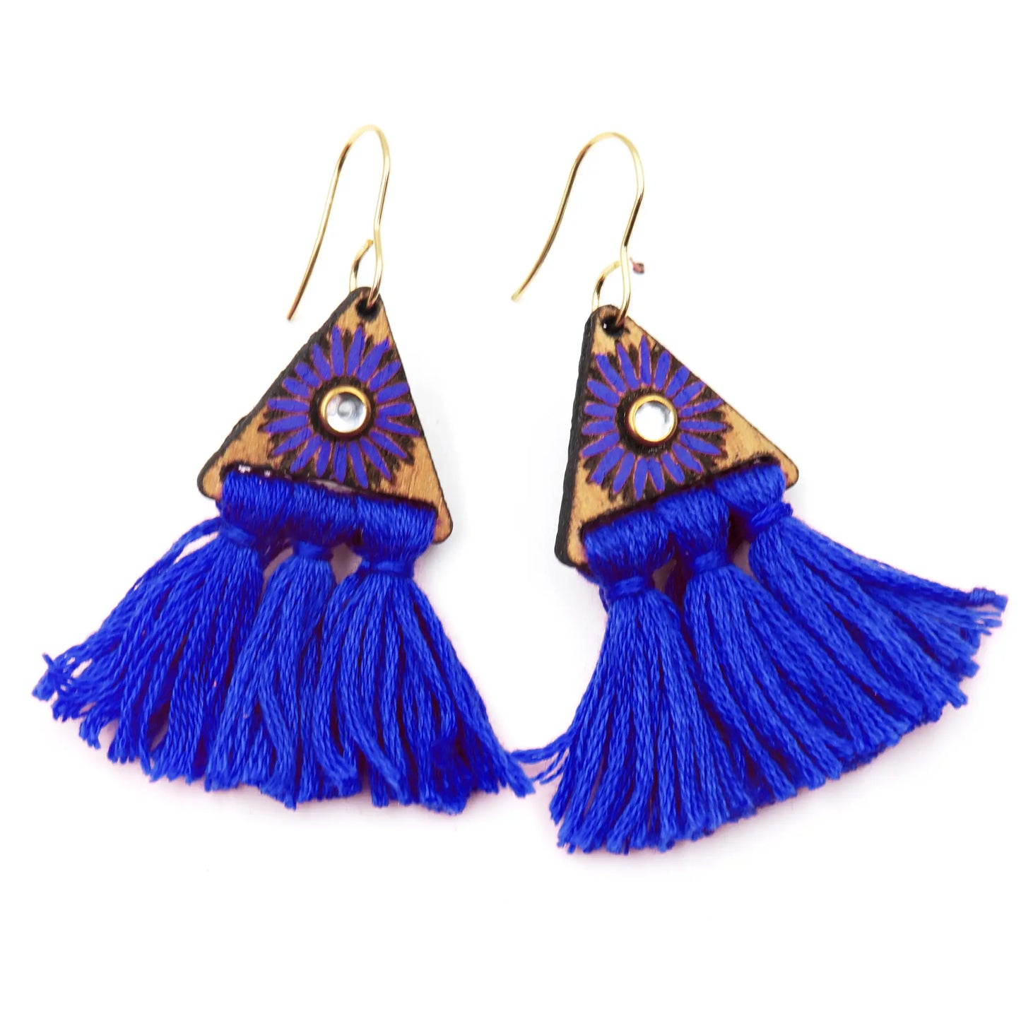 blue macrame earrings