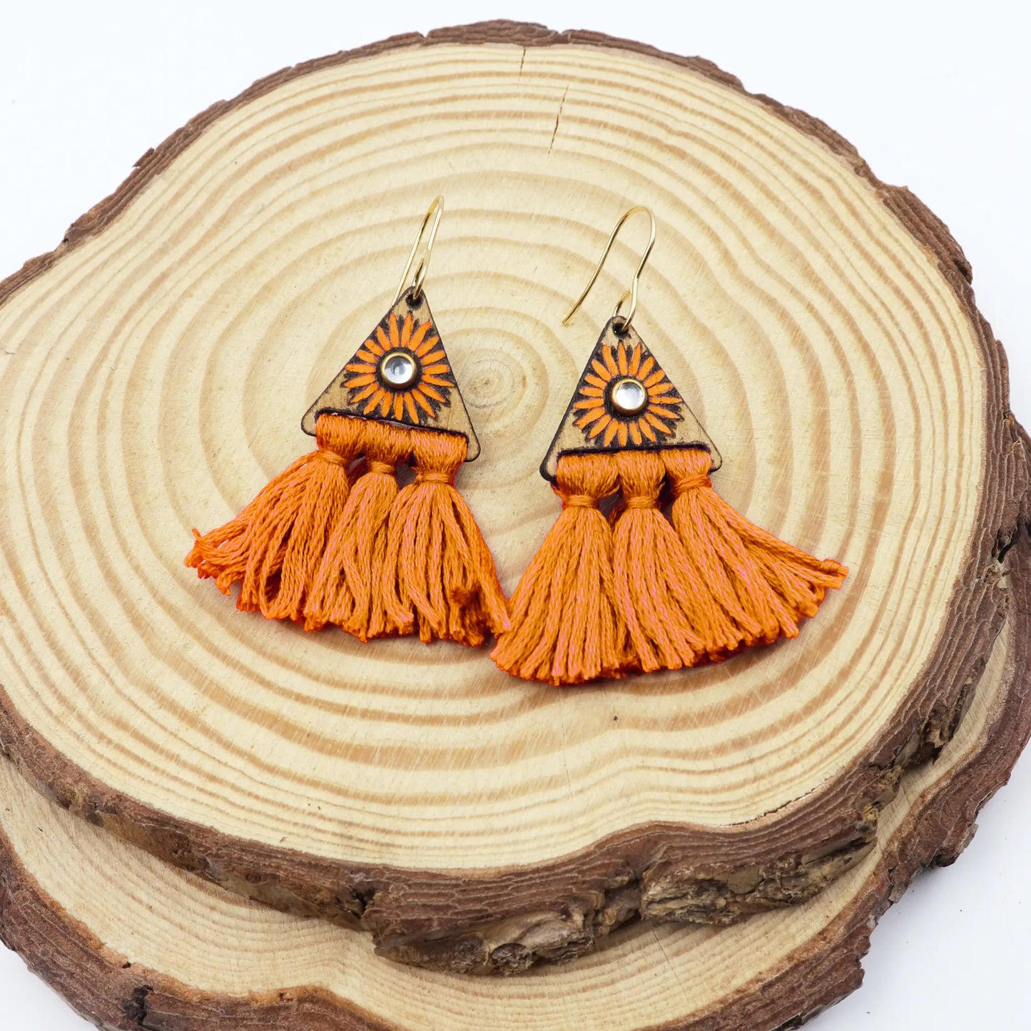 Orange tassel earrings