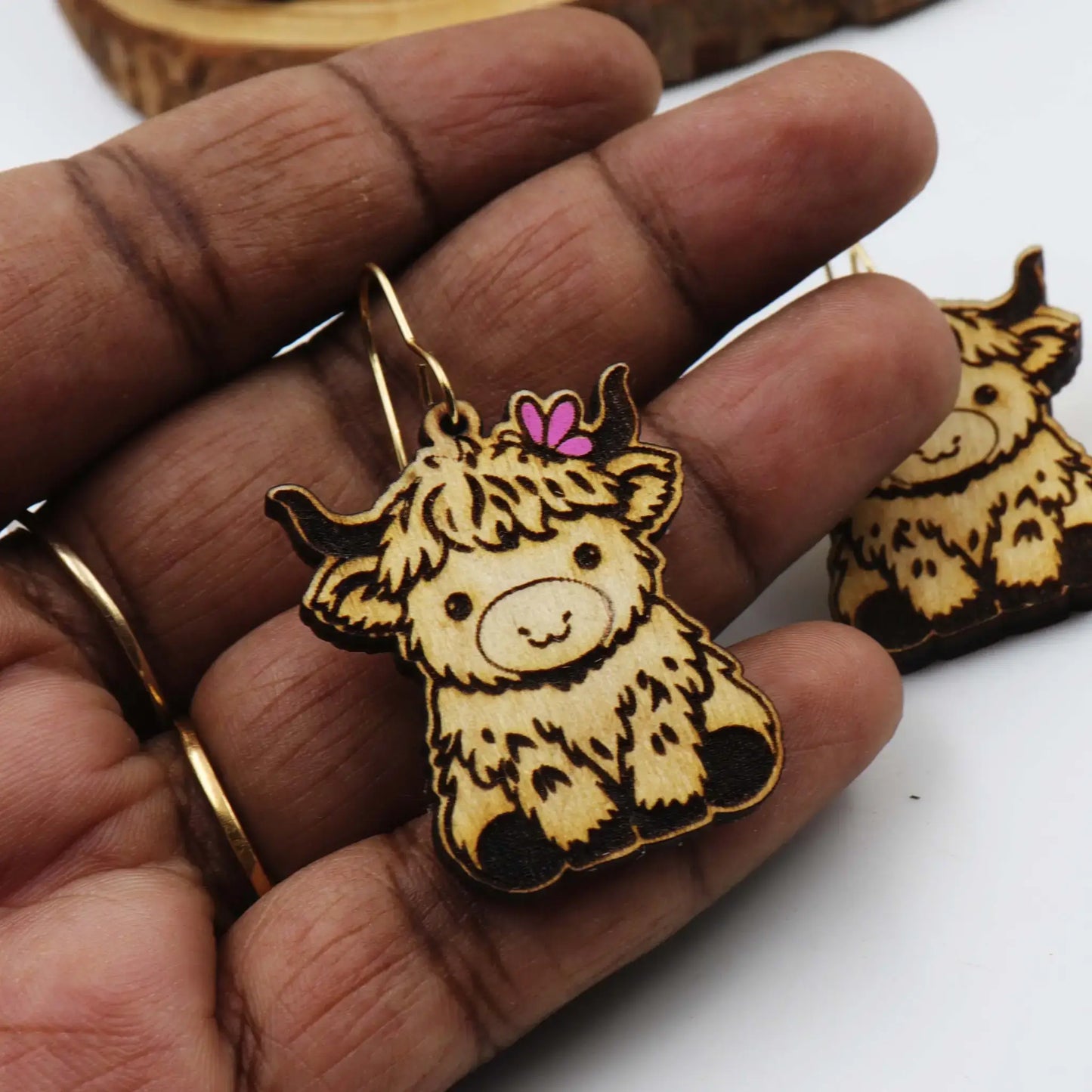 highland cow dangle earrings