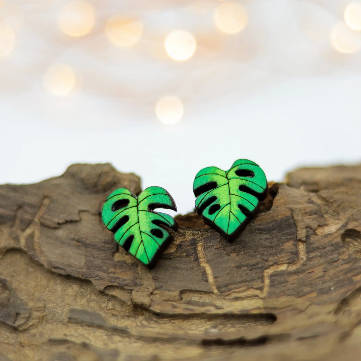 monstera leaf earrings