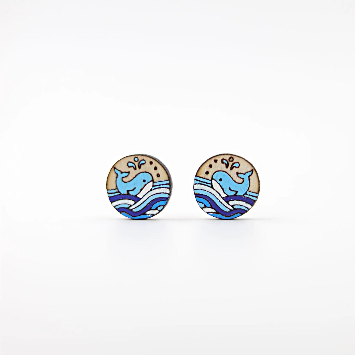Blue whale laser cut wood acrylic earring file in svg dxf and pdf format