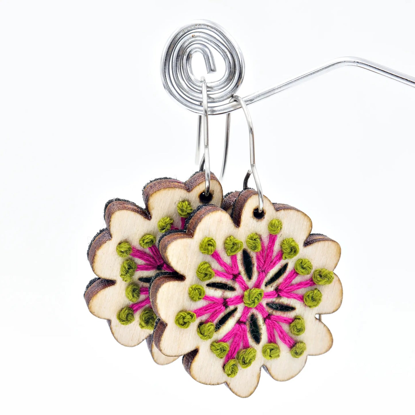 Floral Embroidery Earrings laser cut file for glowforge and other laser cutters in svg , pdf and dxf file format, lighburn compatible