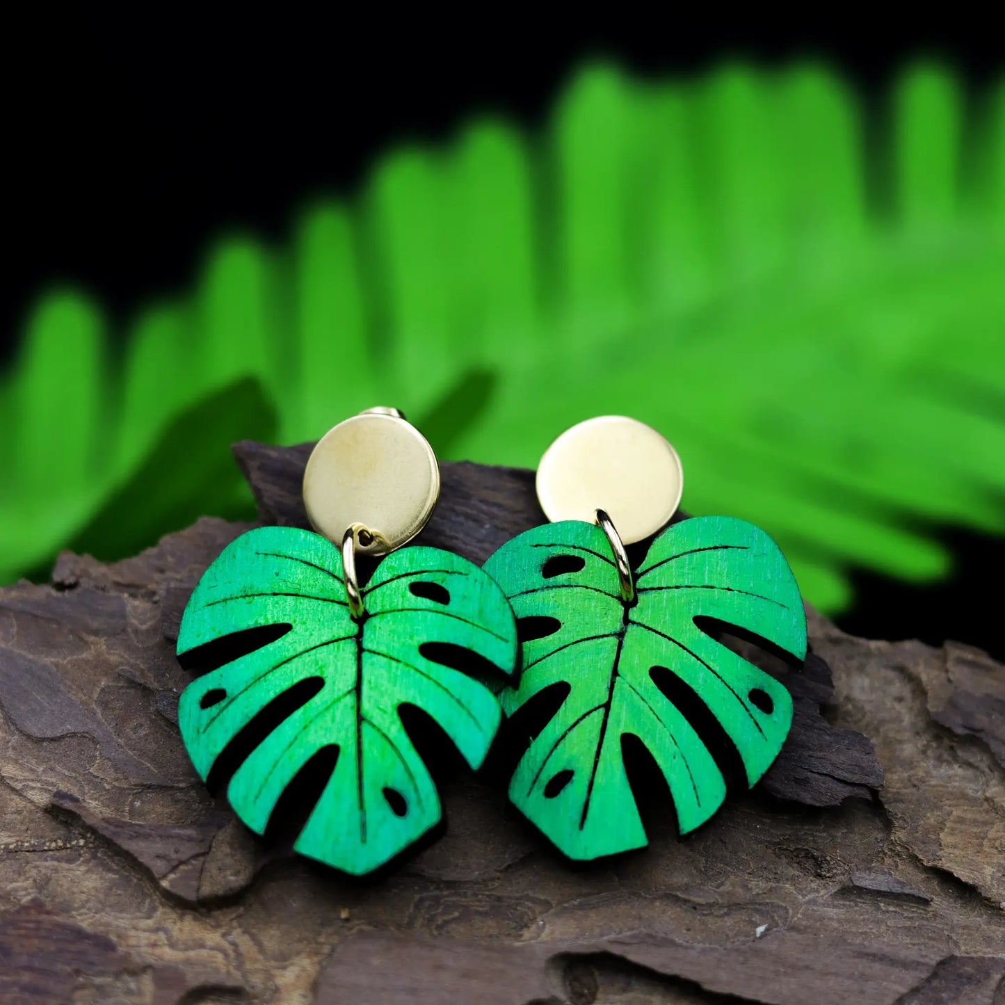 monstera earrings