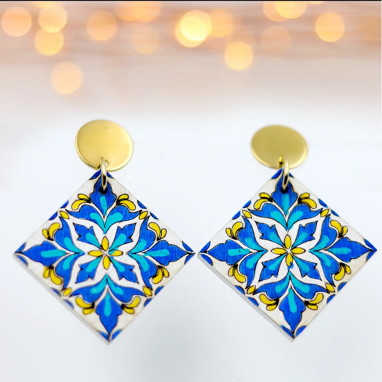 tiles pattern earrings