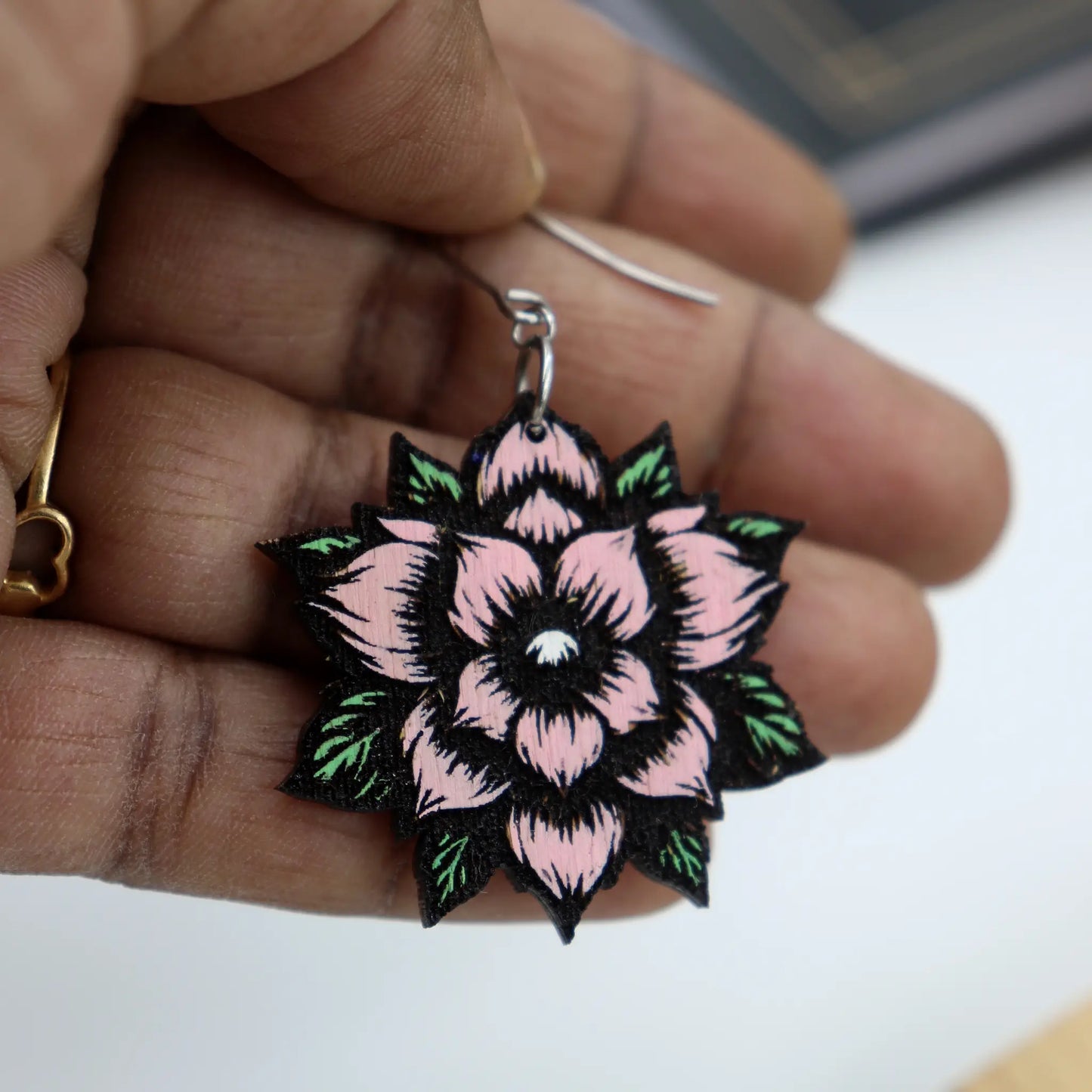 pink flower earrings
