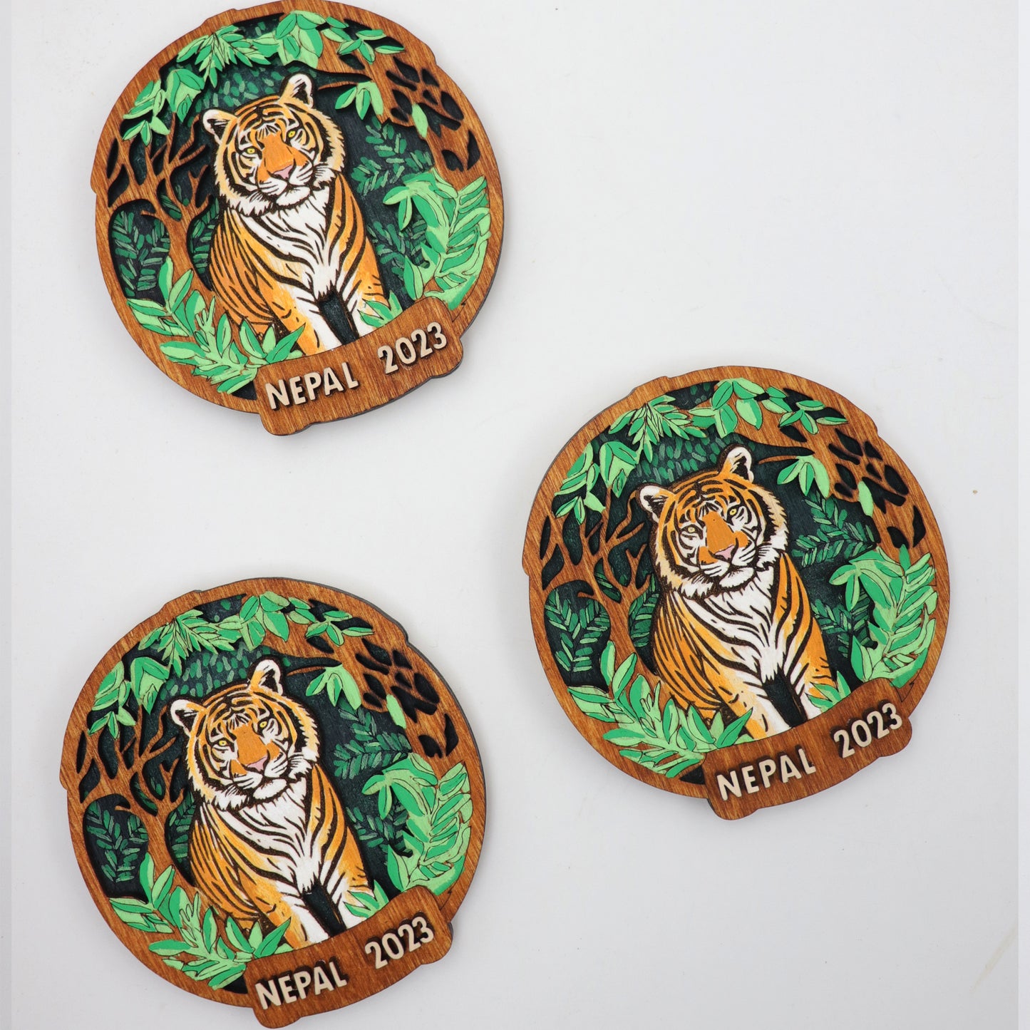 Hand-Painted Wooden Bengal Tiger Fridge Magnet – Indian National Animal | home decor magnets