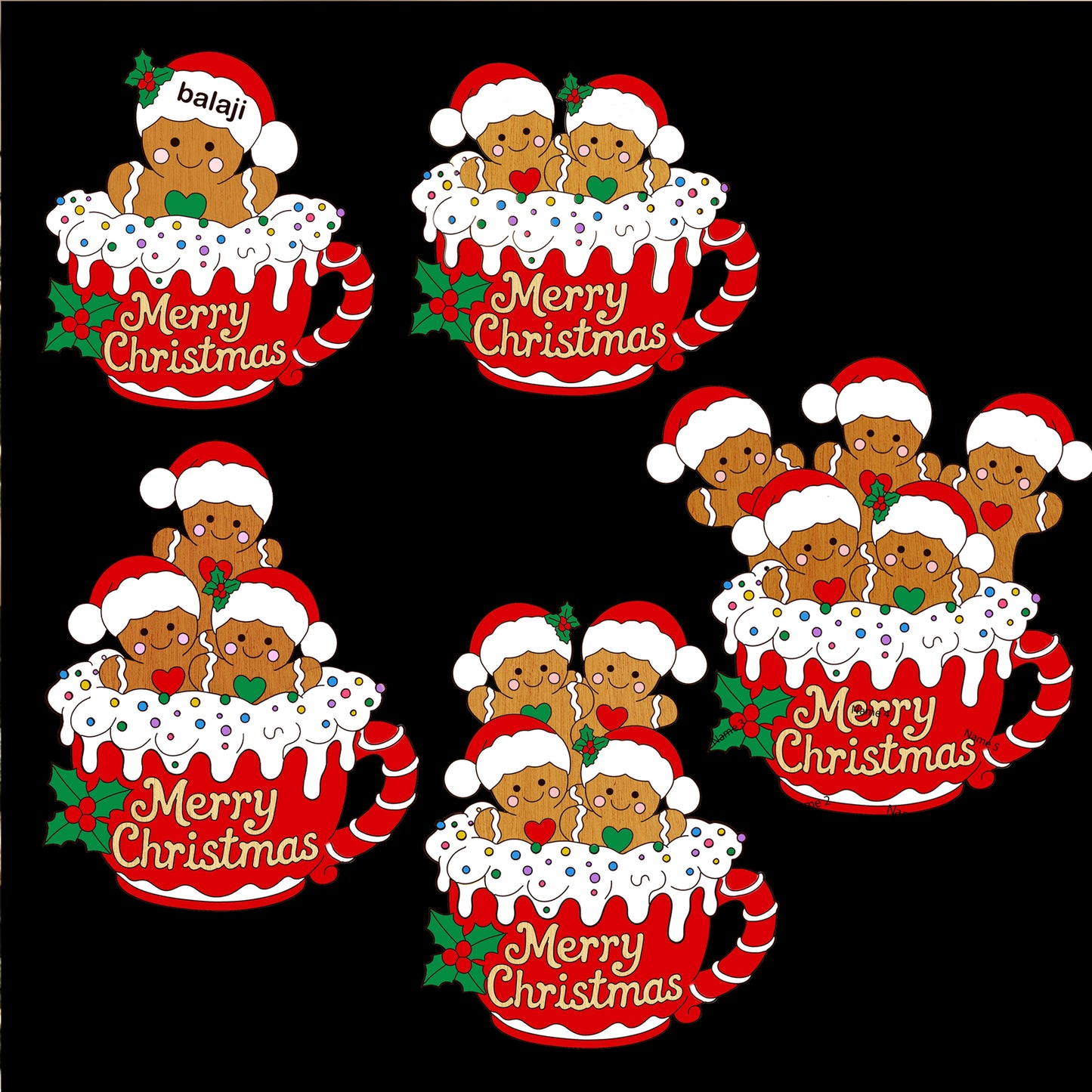 Custom Family Gingerbread Christmas Wooden Fridge Magnet | Personalized Holiday Decoration | Hand-Painted Ornament Gift