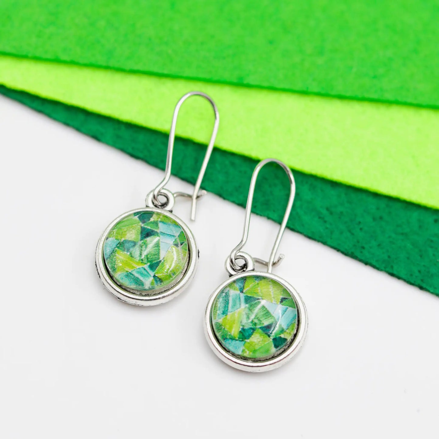 green earrings