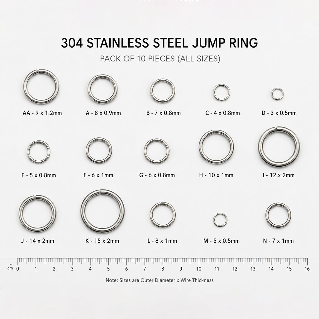 304 Stainless Steel Jump Ring Findings, Stainless Steel Color Tarnish resistant | Pack of 10 pieces