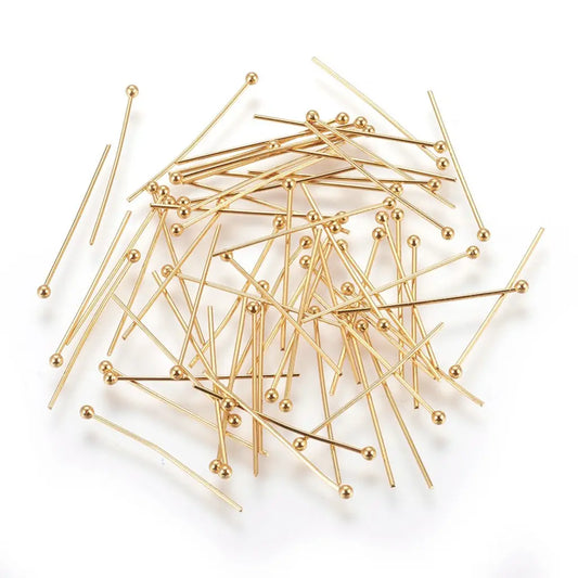 304 Stainless Steel Ball Head Pins, Ball Head Pins , Real 18K Gold Plated